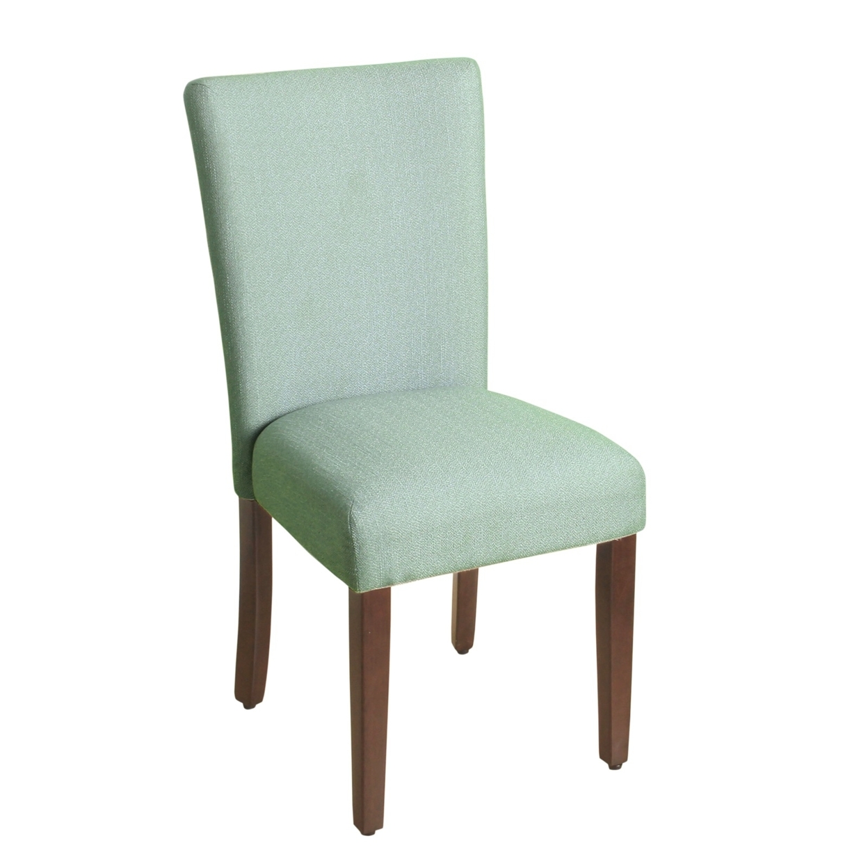 Fabric Upholstered Wooden Parson Dining Chair With Splayed Back, Teal Blue And Brown- Saltoro Sherpi