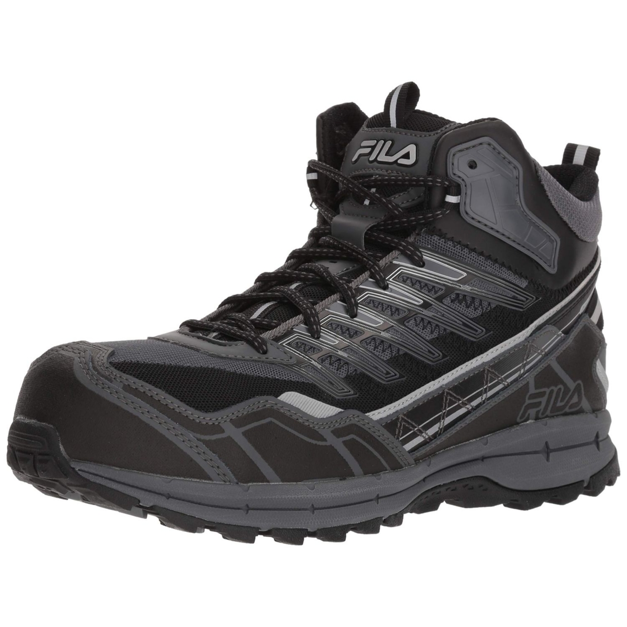 Fila Men's Hail Storm 3 Mid Composite Toe Trail Work Shoes Ct CSRK/BLK/MSIL - CSRK/BLK/MSIL, 8.5
