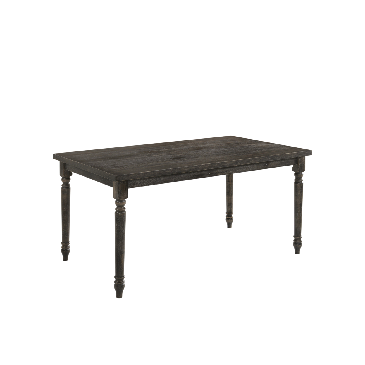 Rustic Style Wooden Dining Table With Rectangular Top And Turned Legs, Gray- Saltoro Sherpi