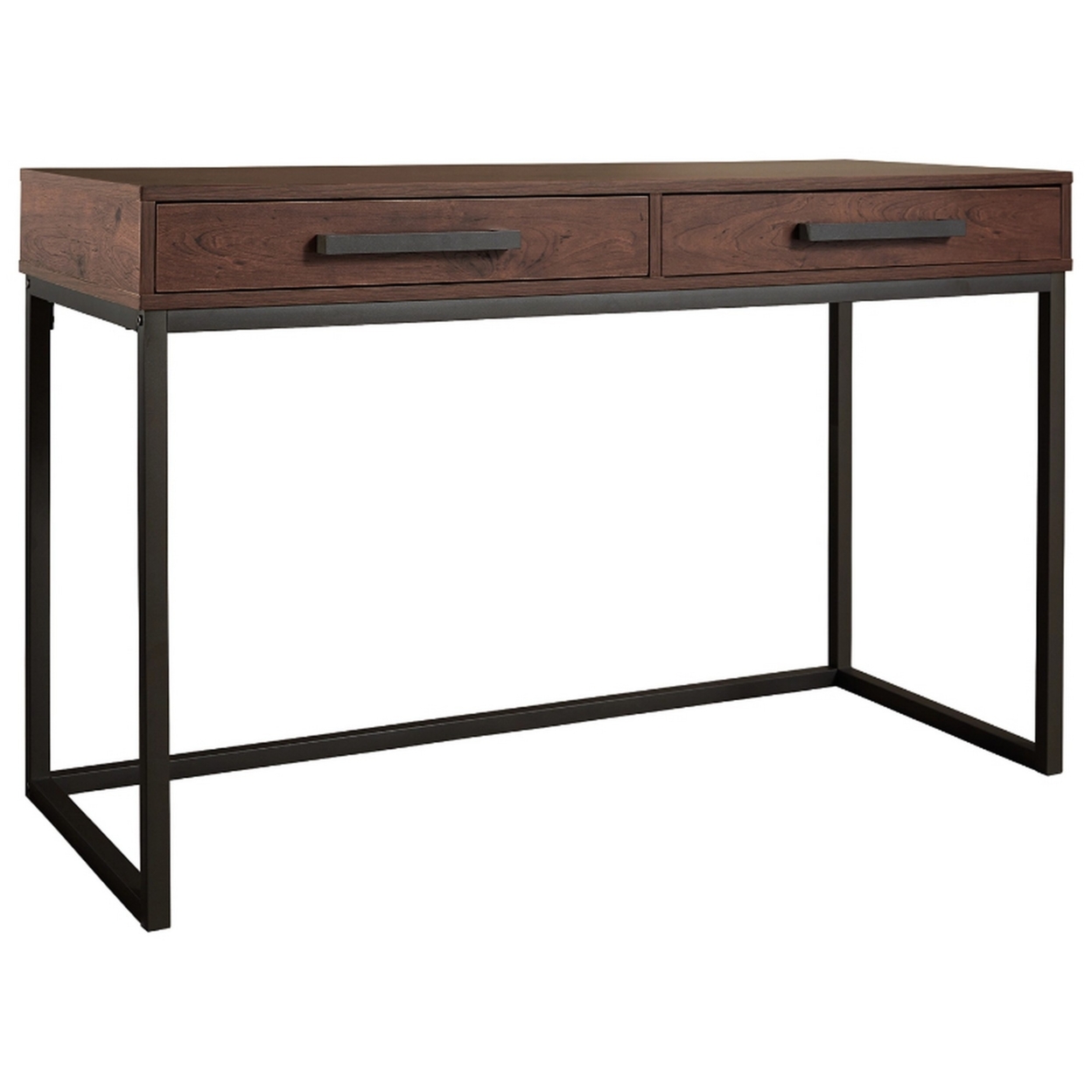 Office Desk With 2 Drawers And Metal Sled Base, Brown And Gray- Saltoro Sherpi