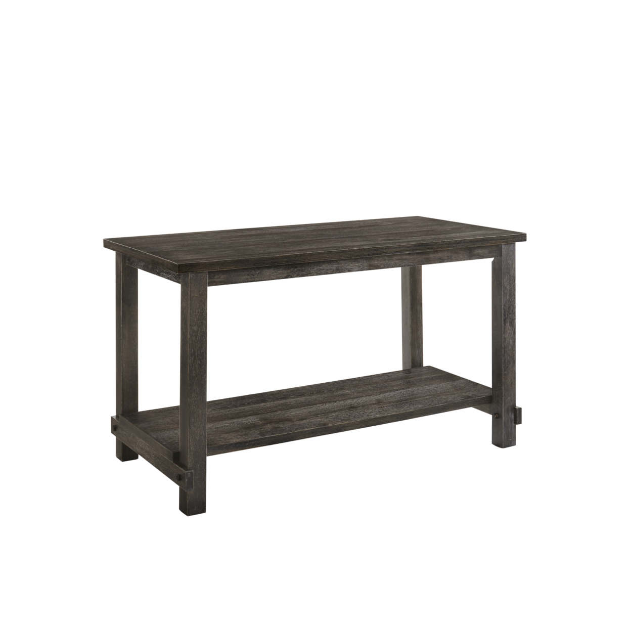 Counter Height Wooden Dining Table With Open Bottom Shelf, Gray- Saltoro Sherpi
