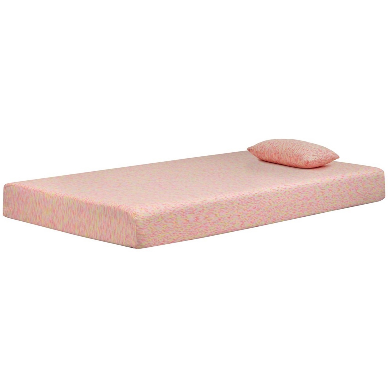 Twin Size Mattress With Hyperstretch Knit Cover And Pillow, Pink- Saltoro Sherpi