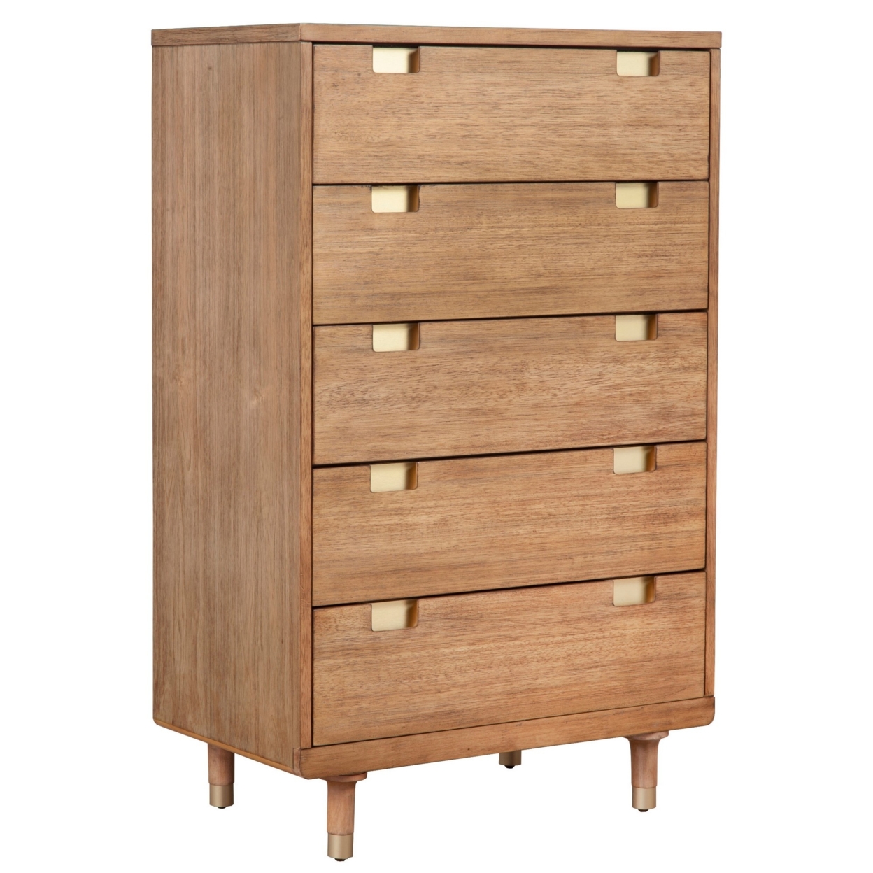 48 Inch 5 Drawer Wooden Chest With Cutout Pulls, Brown- Saltoro Sherpi