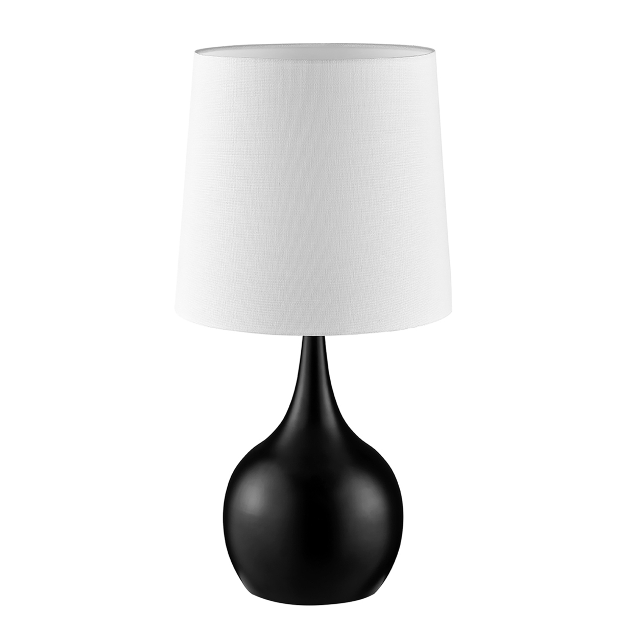 Table Lamp With Metal Base And Touch Sensor, White And Black- Saltoro Sherpi