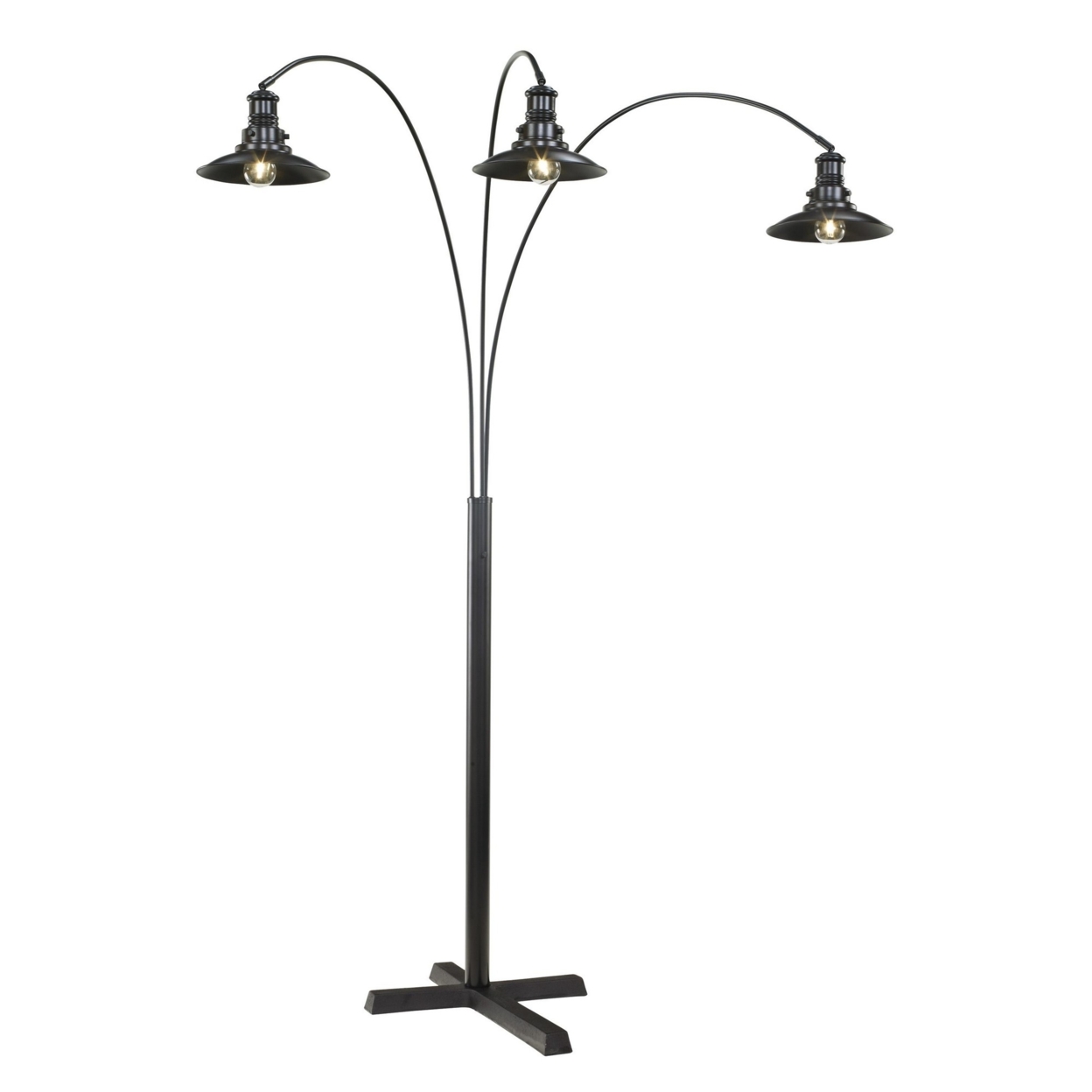 Modern Street Style Metal Lamp With Cross Shaped Leg Base, Black- Saltoro Sherpi