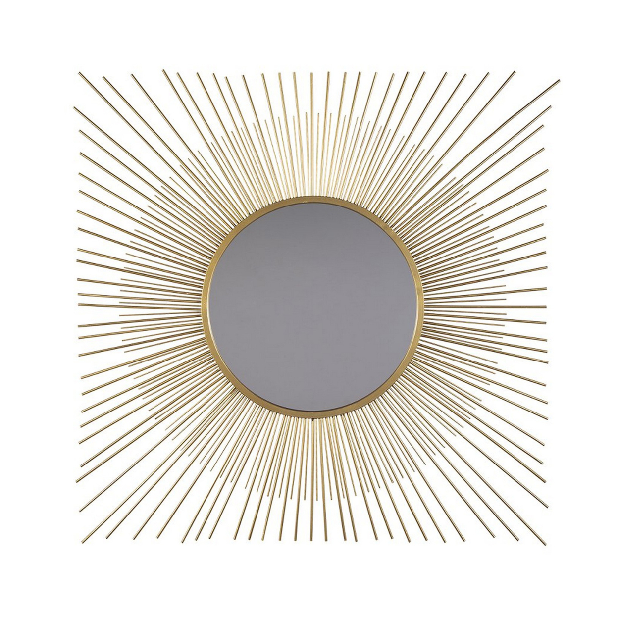Round Accent Mirror With Sunburst Design, Gold And Silver- Saltoro Sherpi