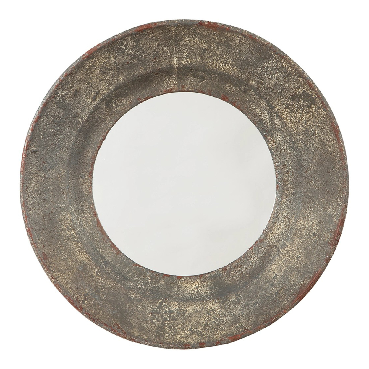 19 Inch Metal Round Tapered Frame Accent Mirror With Keyhole Hanger, Gray- Saltoro Sherpi