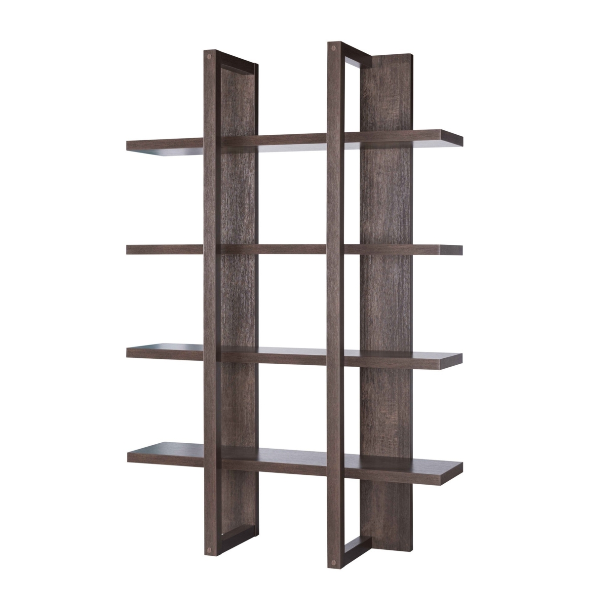 71 Inches Rectangular 4 Tier Wooden Bookcase, Oak Brown- Saltoro Sherpi