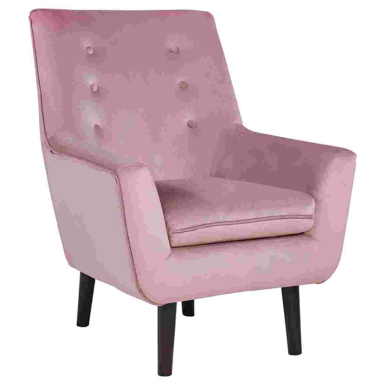 Accent Chair With Button Tufted Back, Pink- Saltoro Sherpi