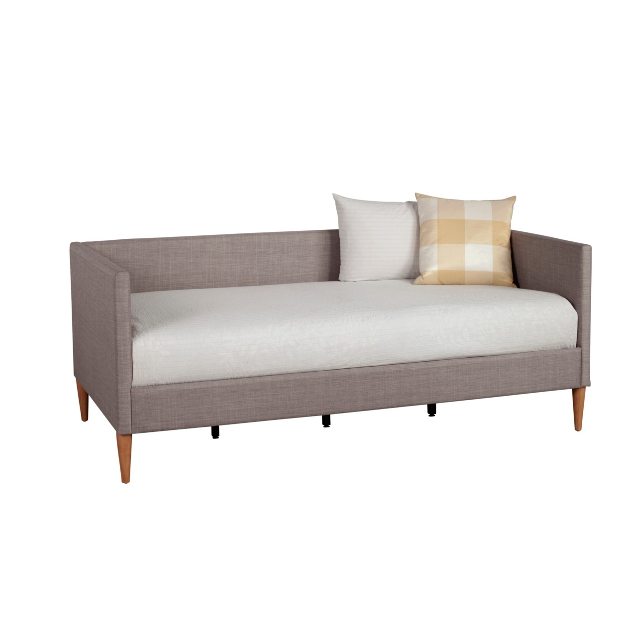 Daybed With Wooden Frame And Fabric Upholstery, Dark Gray- Saltoro Sherpi