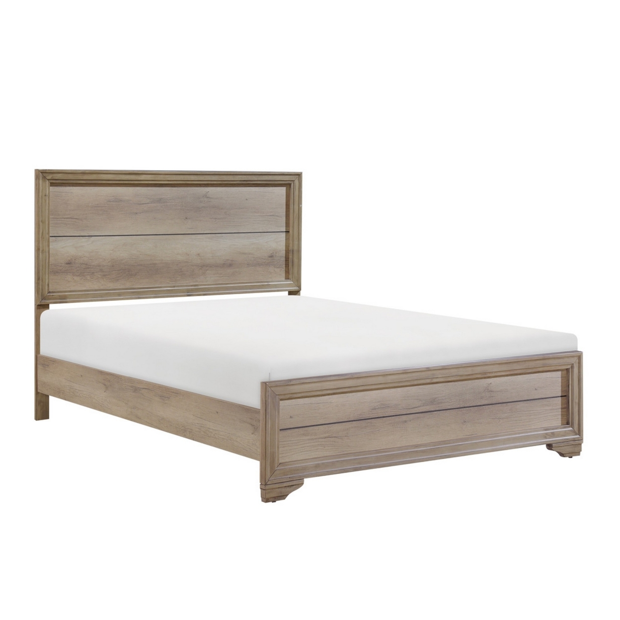 Contemporary Queen Bed, Rustic Wood Panel Headboard, Natural Brown Finish- Saltoro Sherpi