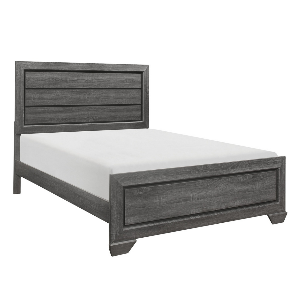 Erin Contemporary Queen Bed, Embossed Faux Wood Veneer, Smooth Gray Finish- Saltoro Sherpi