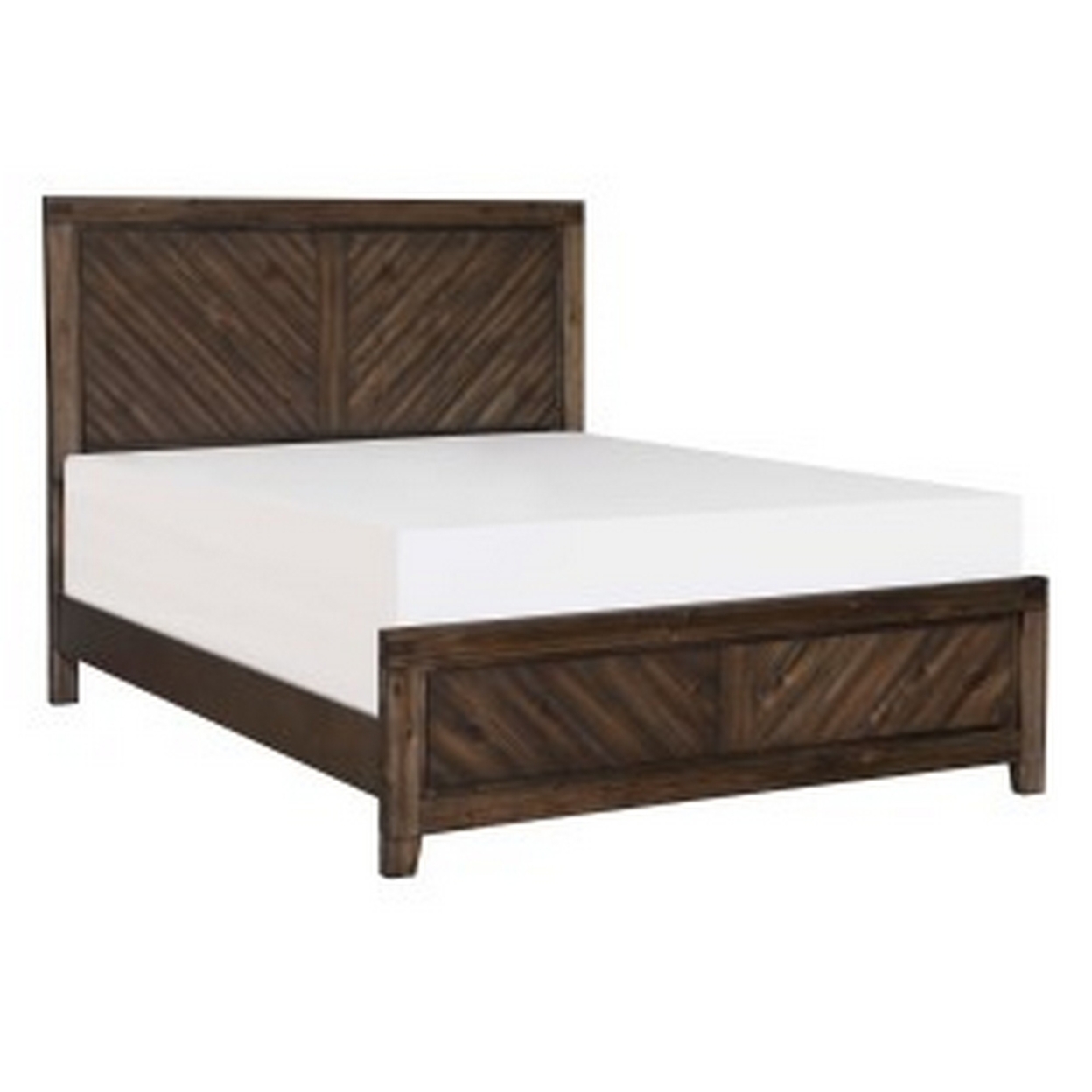 Bitsy Modern Queen Bed, Angled Plank Design, Tapered Legs, Espresso Finish- Saltoro Sherpi