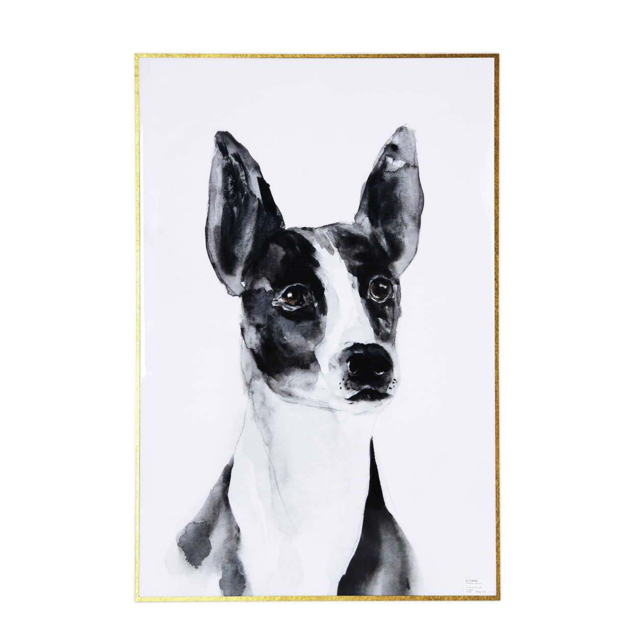 Dog Breed Watercolor Painting With Wooden Backing, Black And White- Saltoro Sherpi