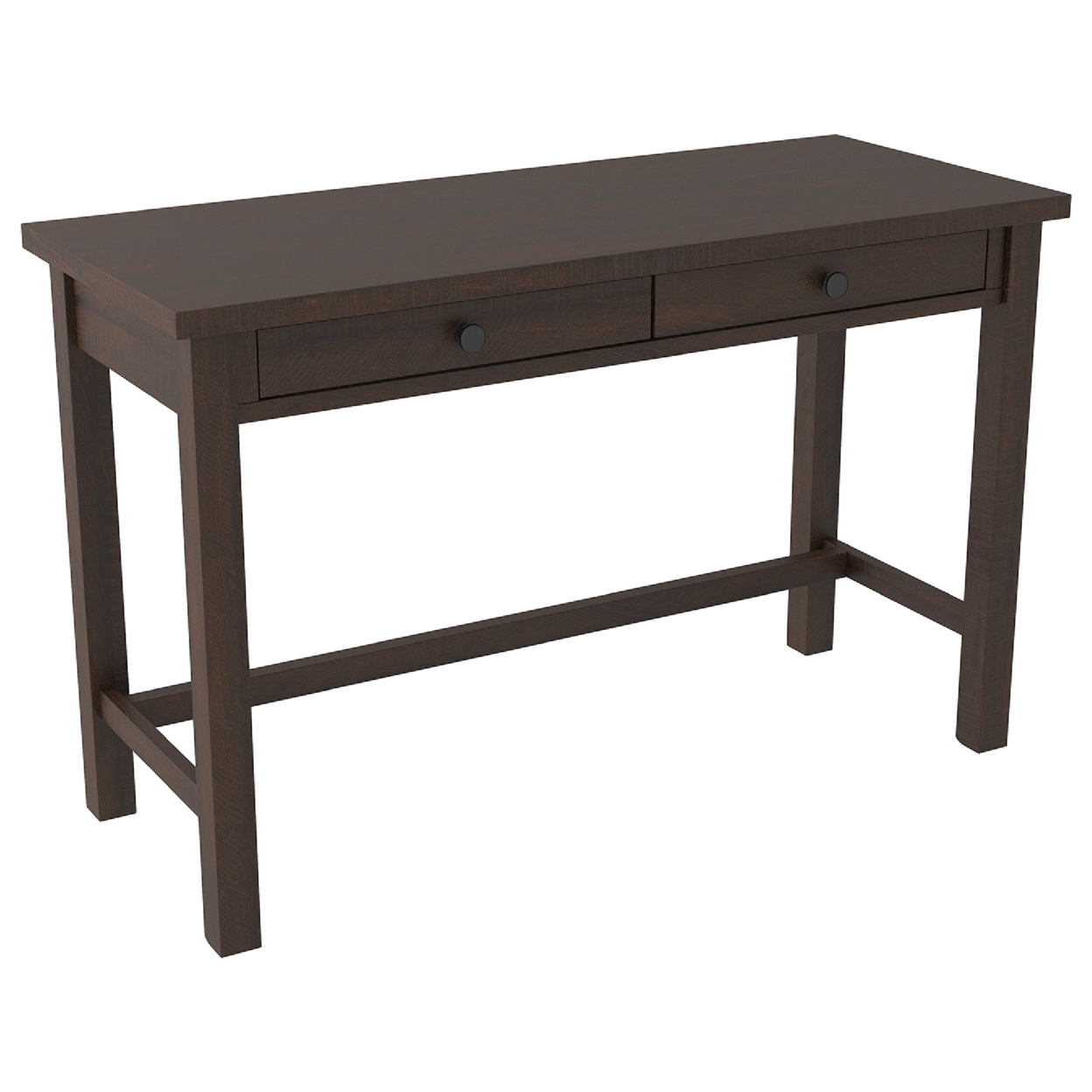 Wooden Writing Desk With Block Legs And 2 Drawers, Dark Brown And Black- Saltoro Sherpi
