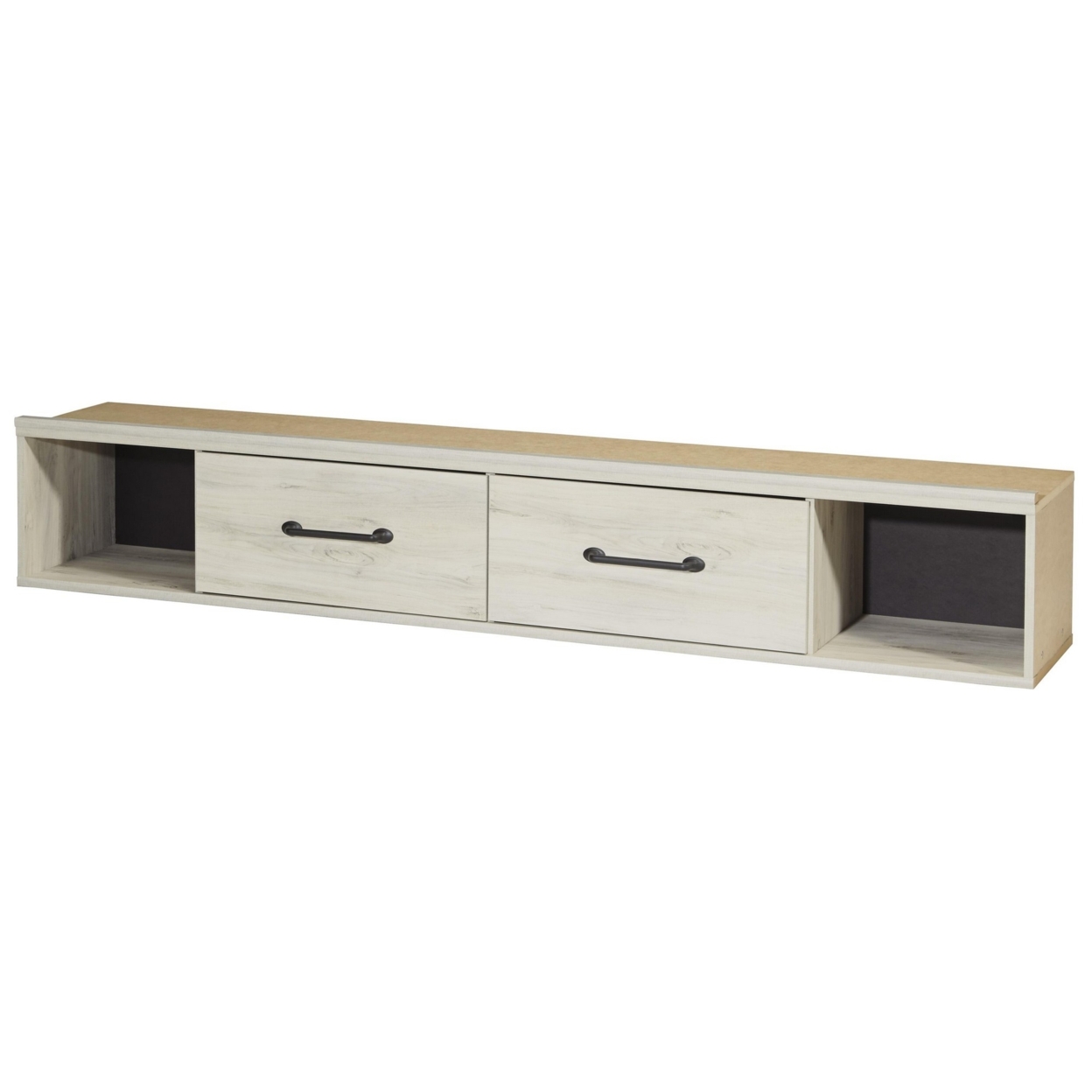 Transitional Wooden Side Wall Rail With Drawers And Open Shelves, White- Saltoro Sherpi