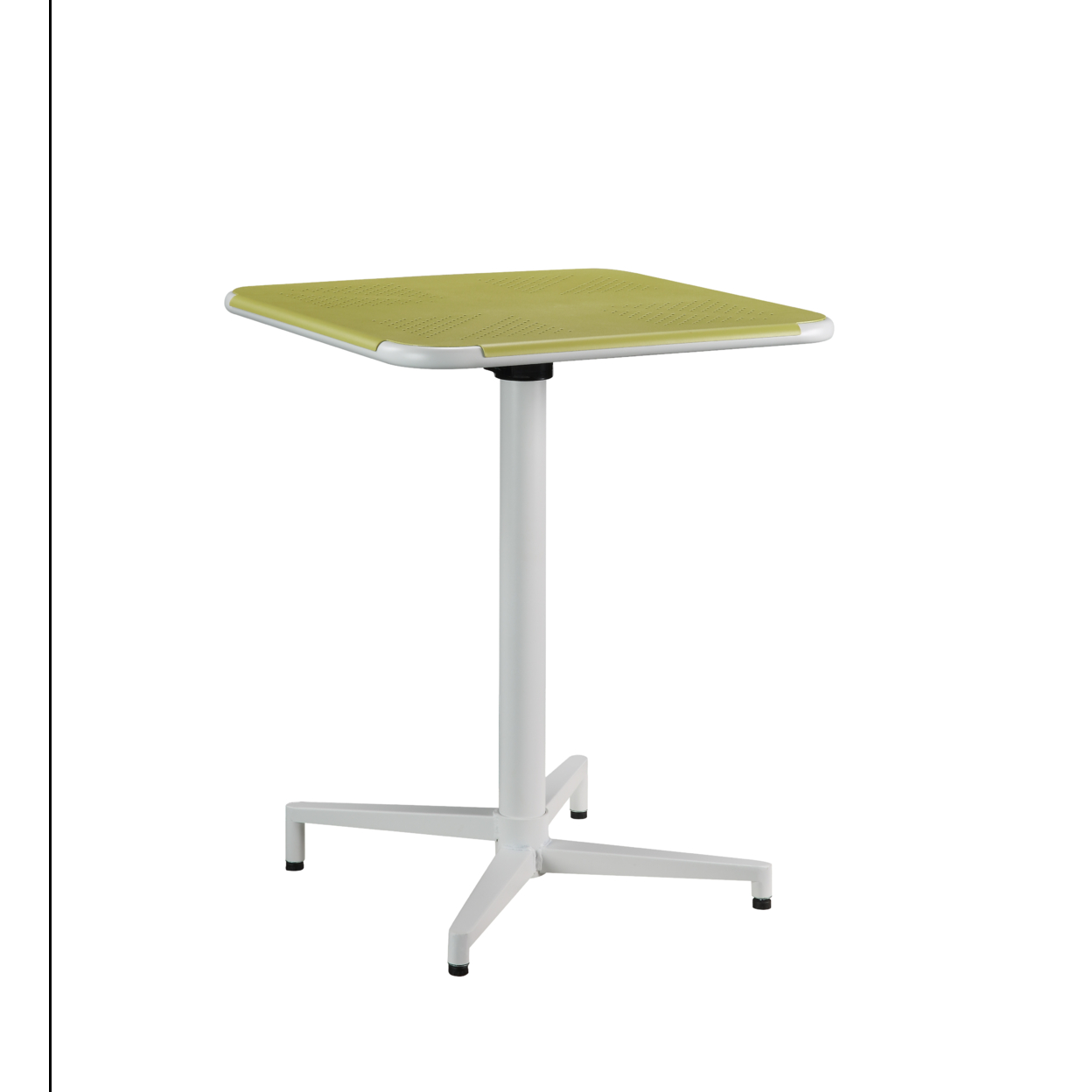 Dual Tone Metal Folding Table With 4 Star Pedestal Base, White And Yellow- Saltoro Sherpi