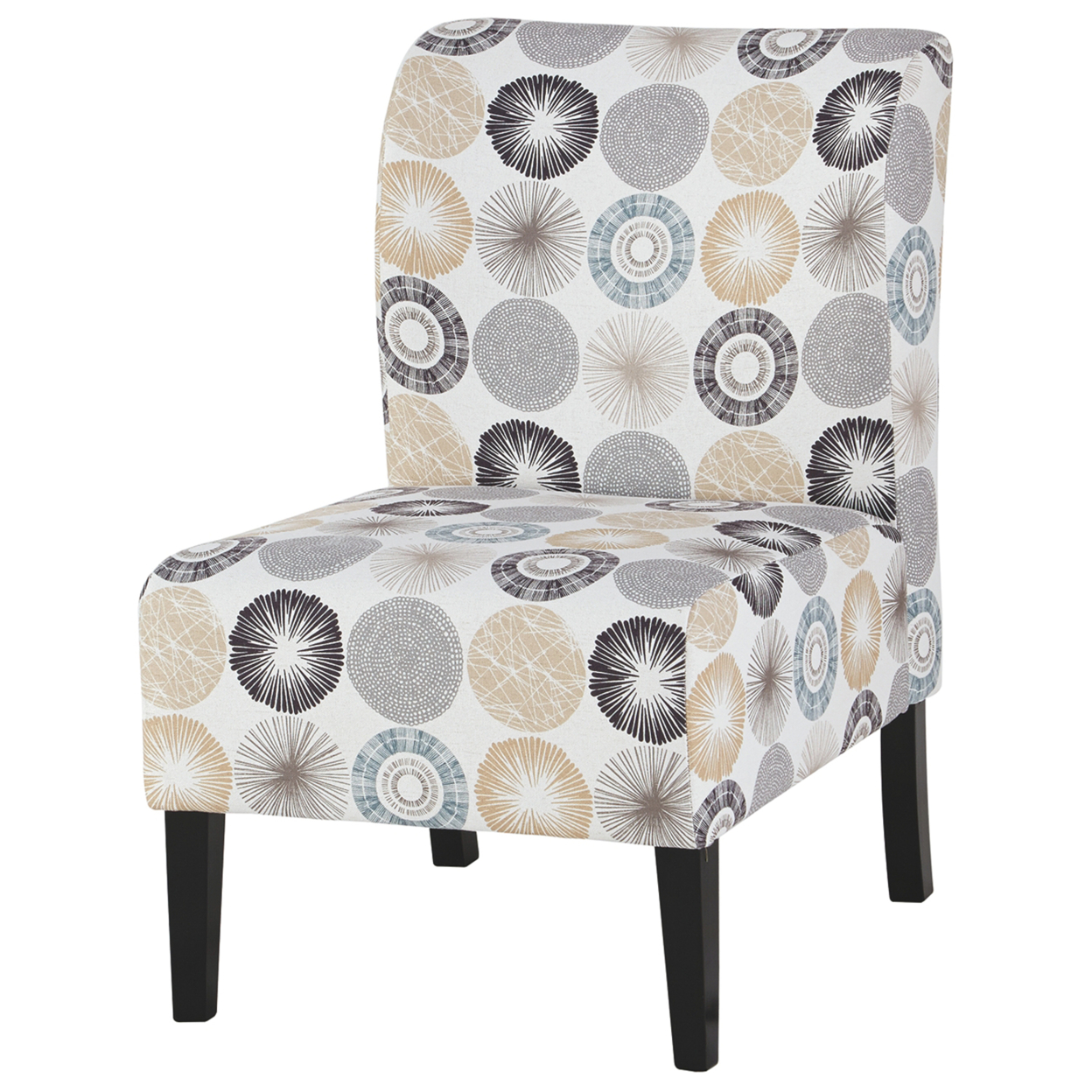 Wooden Armless Accent Chair With Fabric Upholstery, Multicolor- Saltoro Sherpi