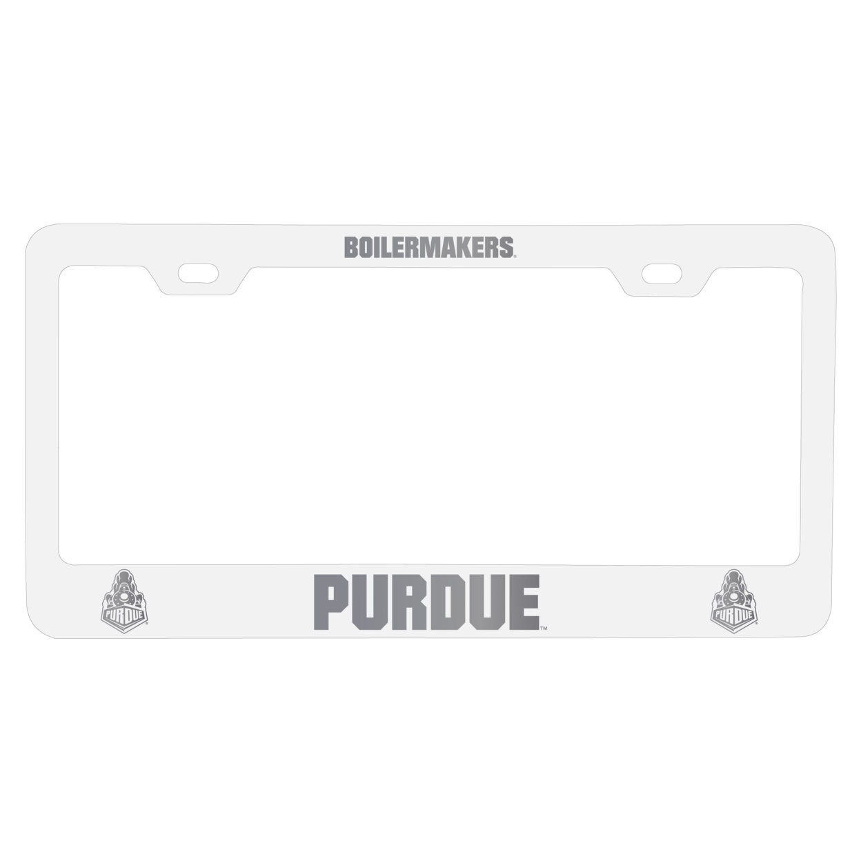 Purdue Boilermakers Laser Engraved Metal License Plate Frame - Choose Your Color - White