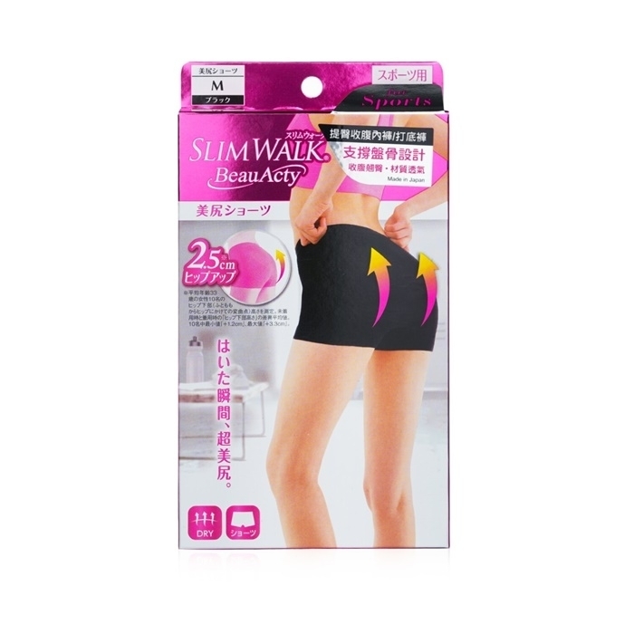 SlimWalk Buttocks Shorts For Sports #Black (Size: M) 1pair