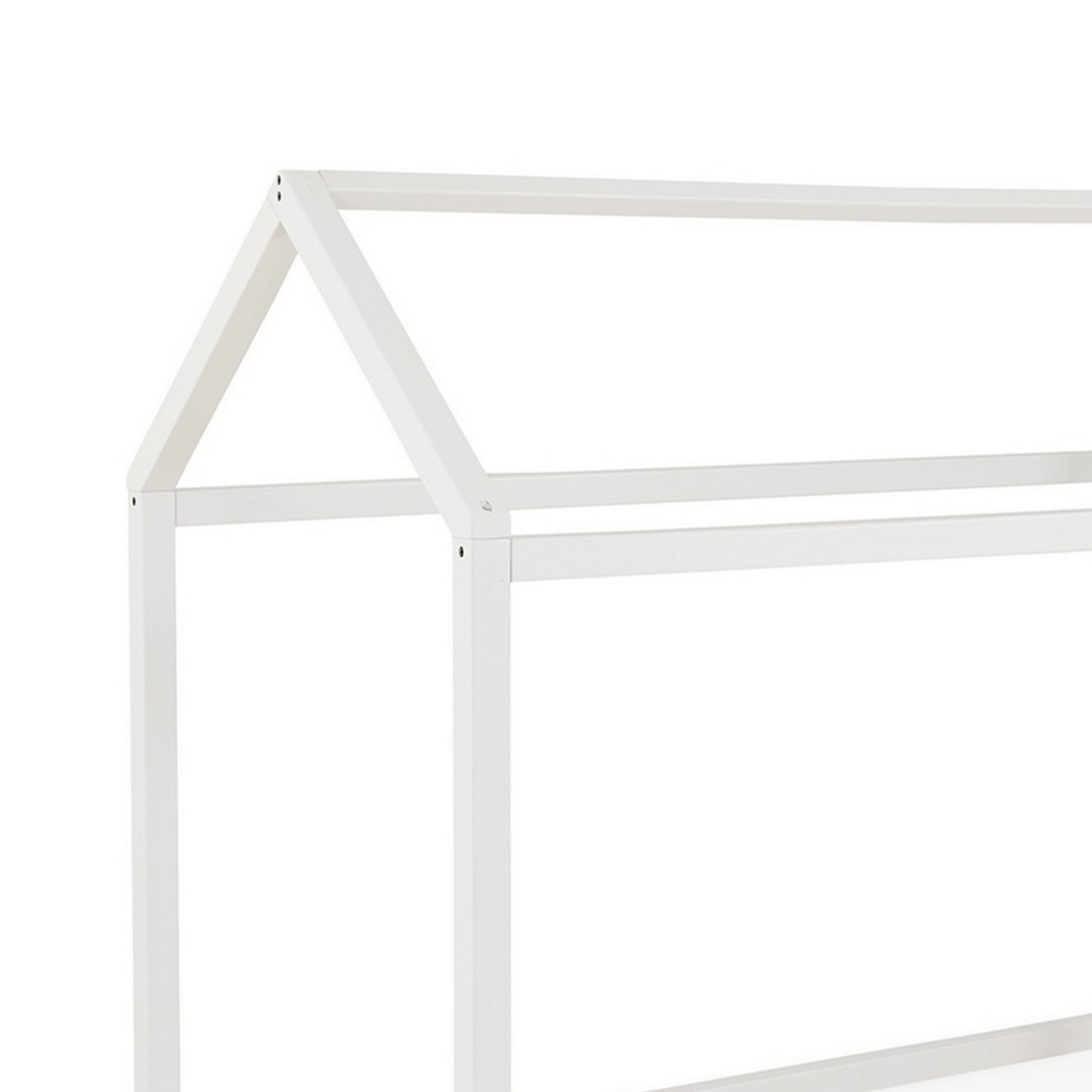 Twin Size Bed Frame With A House Shaped Design, Sleek White Finish