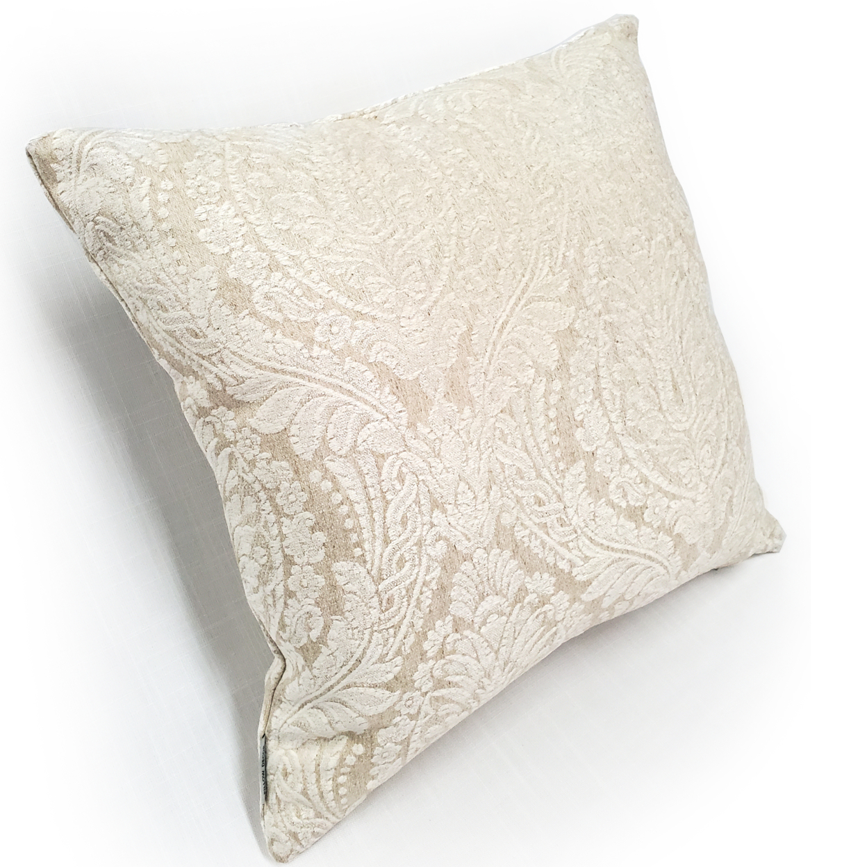 Jacquard Damask In Cream Throw Pillow 19x19, With Polyfill Insert