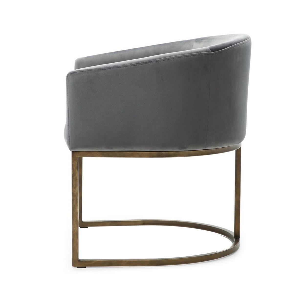 Cid 24 Inch Modern Dinning Chair, Stain Resistant Velvet And Brass, Gray- Saltoro Sherpi