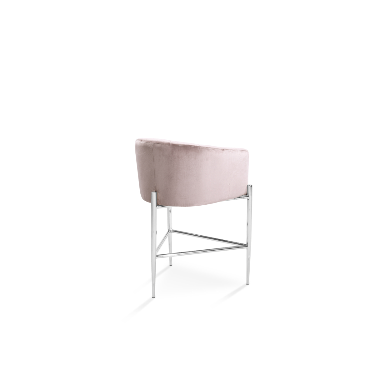 Iconic Home Ardee Counter Stool Chair Velvet Upholstered Shelter Arm Shell Design 3 Legged Chrome Tone Solid Metal Base - Blush