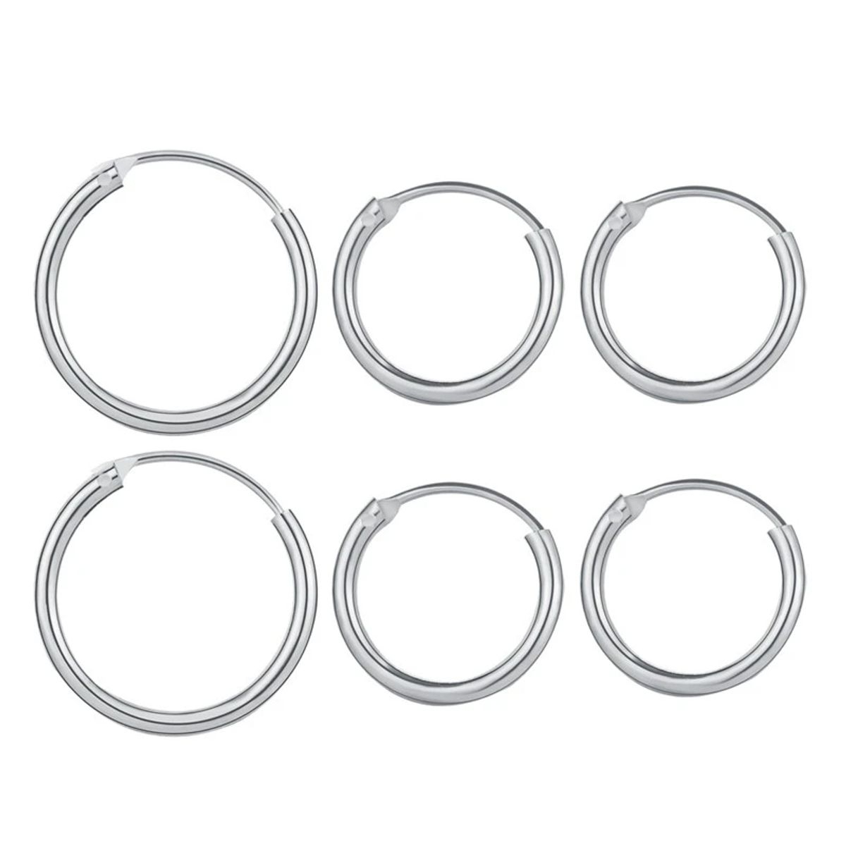 Endless Hoop Earrings (3 Pairs) - Silver