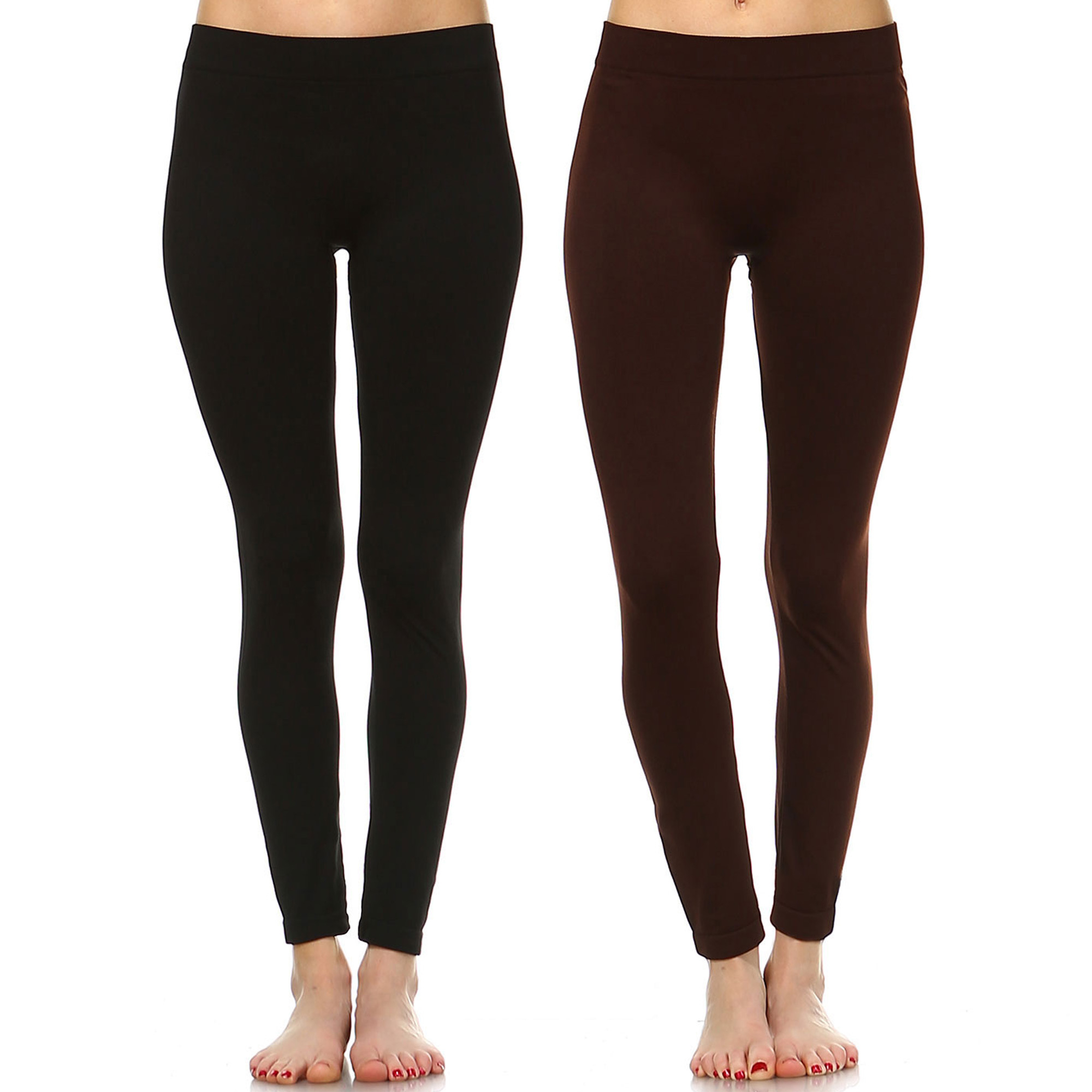 White Mark Women's Pack Of 2 Solid Color Leggings - Black, Red, One Size - Missy
