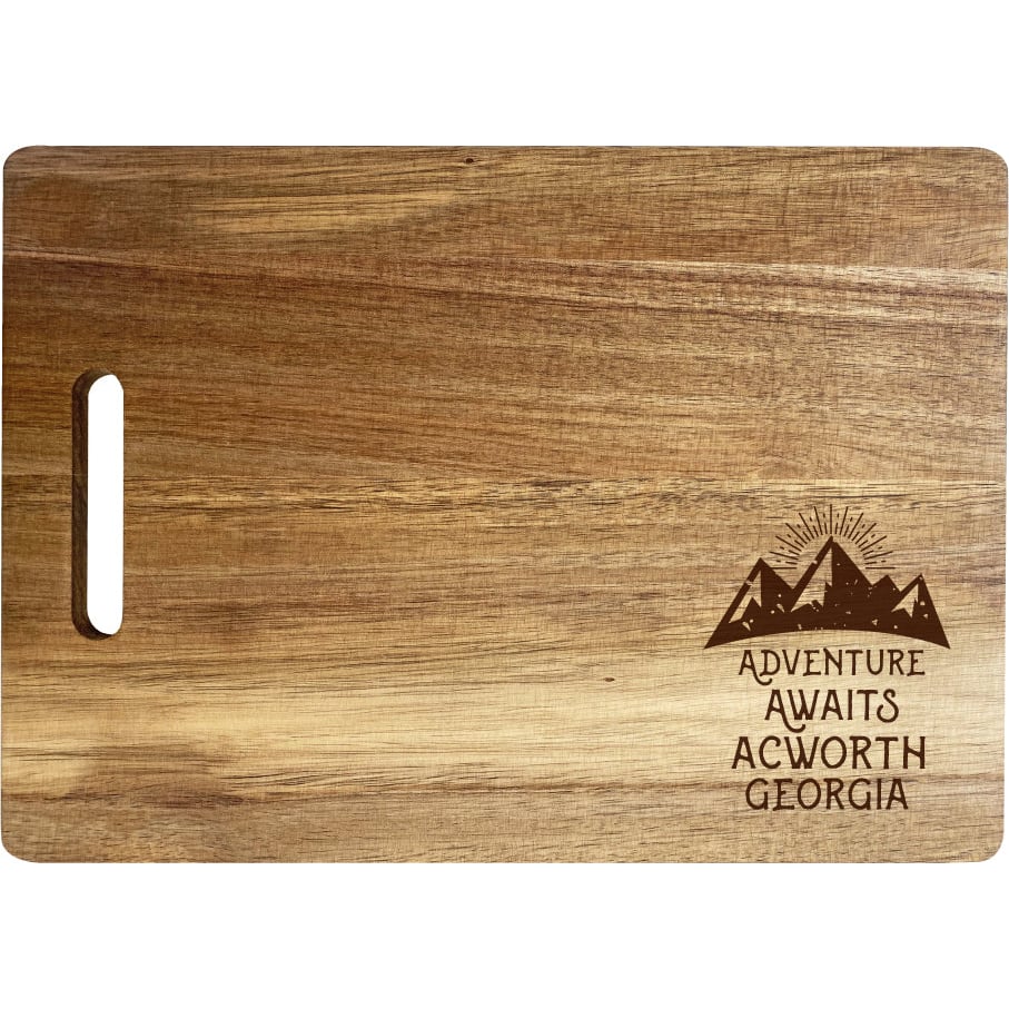Acworth Georgia Camping Souvenir Engraved Wooden Cutting Board 14 X 10 Acacia Wood Adventure Awaits Design