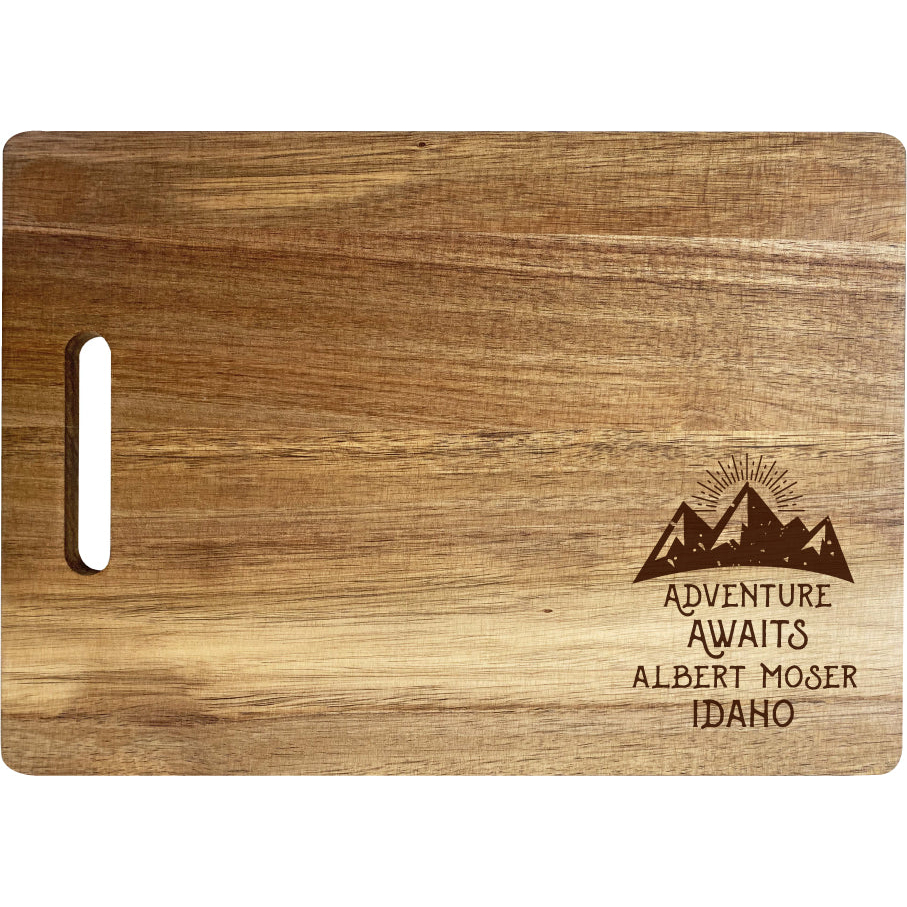 Albert Moser Idaho Camping Souvenir Engraved Wooden Cutting Board 14 X 10 Acacia Wood Adventure Awaits Design