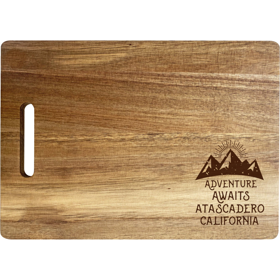 Atascadero California Camping Souvenir Engraved Wooden Cutting Board 14 X 10 Acacia Wood Adventure Awaits Design