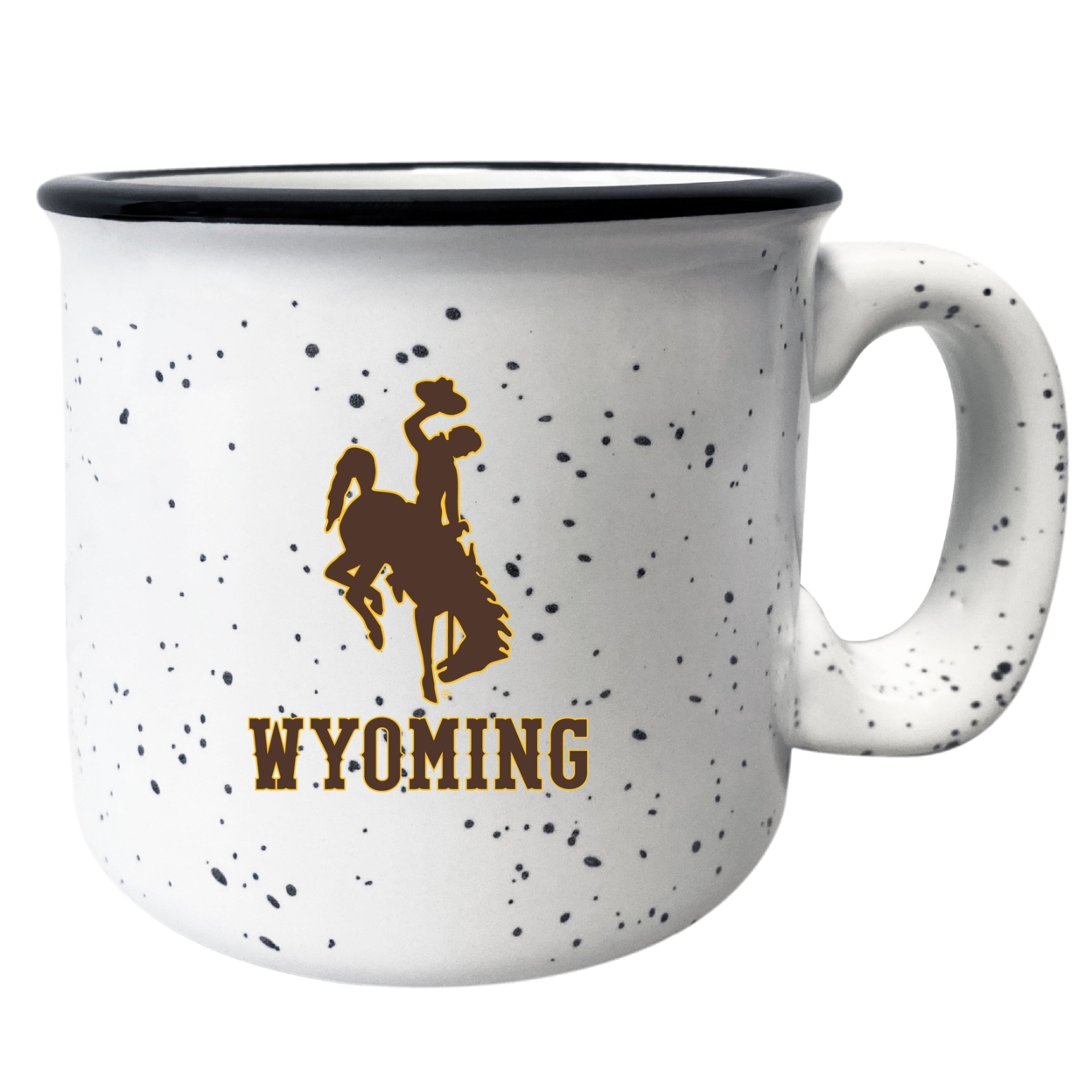 University Of Wyoming Speckled Ceramic Camper Coffee Mug - Choose Your Color - White