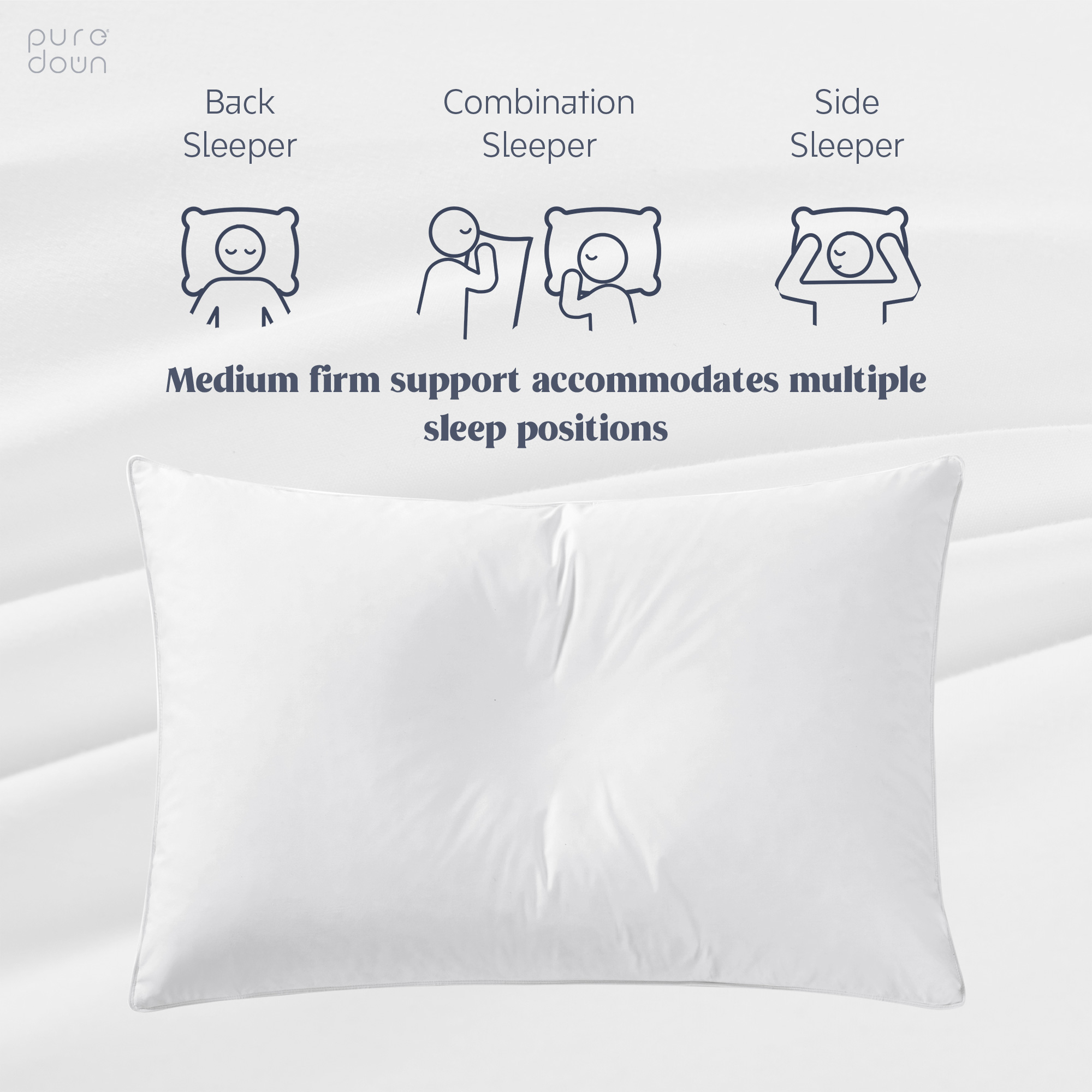 Premium Goose Down Feather Pillows - Set Of 2, Cotton Fabric Cover, Ideal For Side And Back Sleepers - Standard, White
