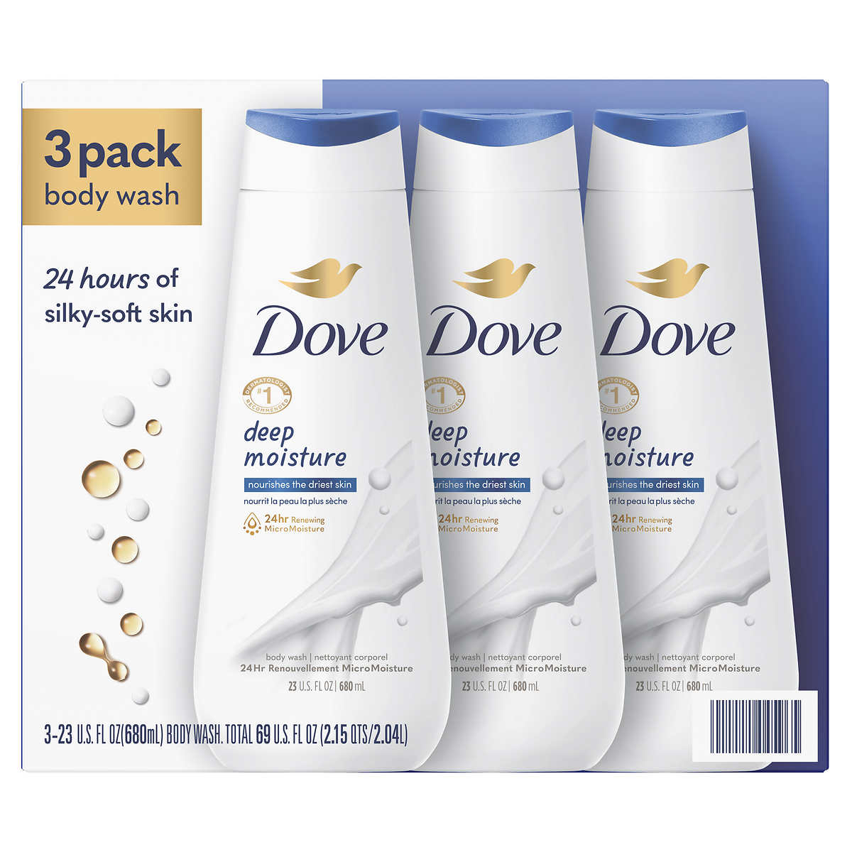 Dove Deep Moisture Body Wash, 23 Fluid Ounce (Pack Of 3)