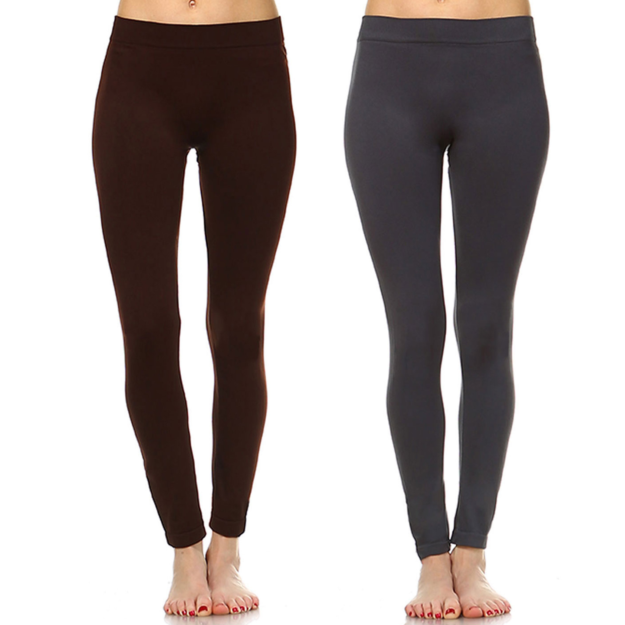 White Mark Women's Pack Of 2 Leggings - Brown, Charcoal, One Size - Missy