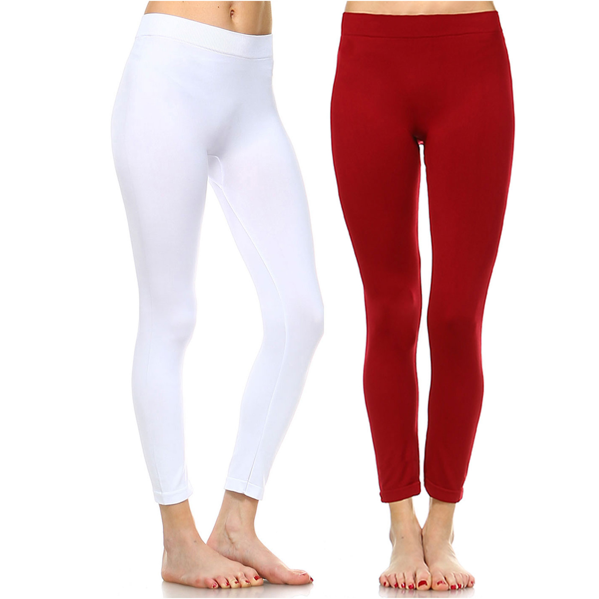 White Mark Women's Pack Of 2 Leggings - Navy, Red, One Size - Plus