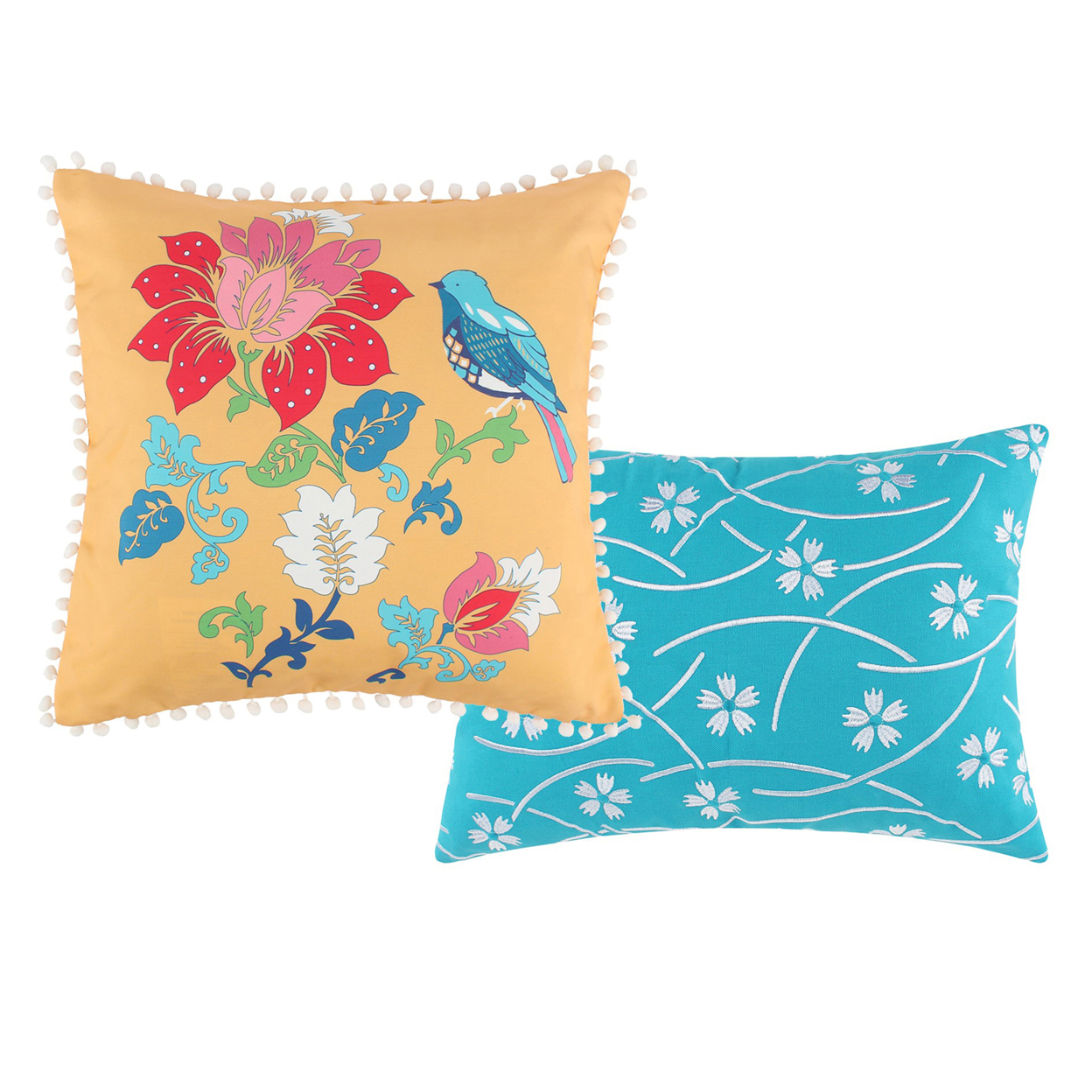 Sama 5 Piece Reversible King Quilt Set, Floral Print Patterns, Multicolor- Saltoro Sherpi