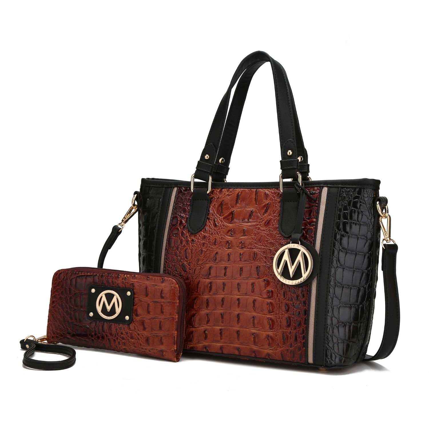 MKF Collection Lizza Croco Embossed Tote Handbag By Mia K. - Black Charcoal