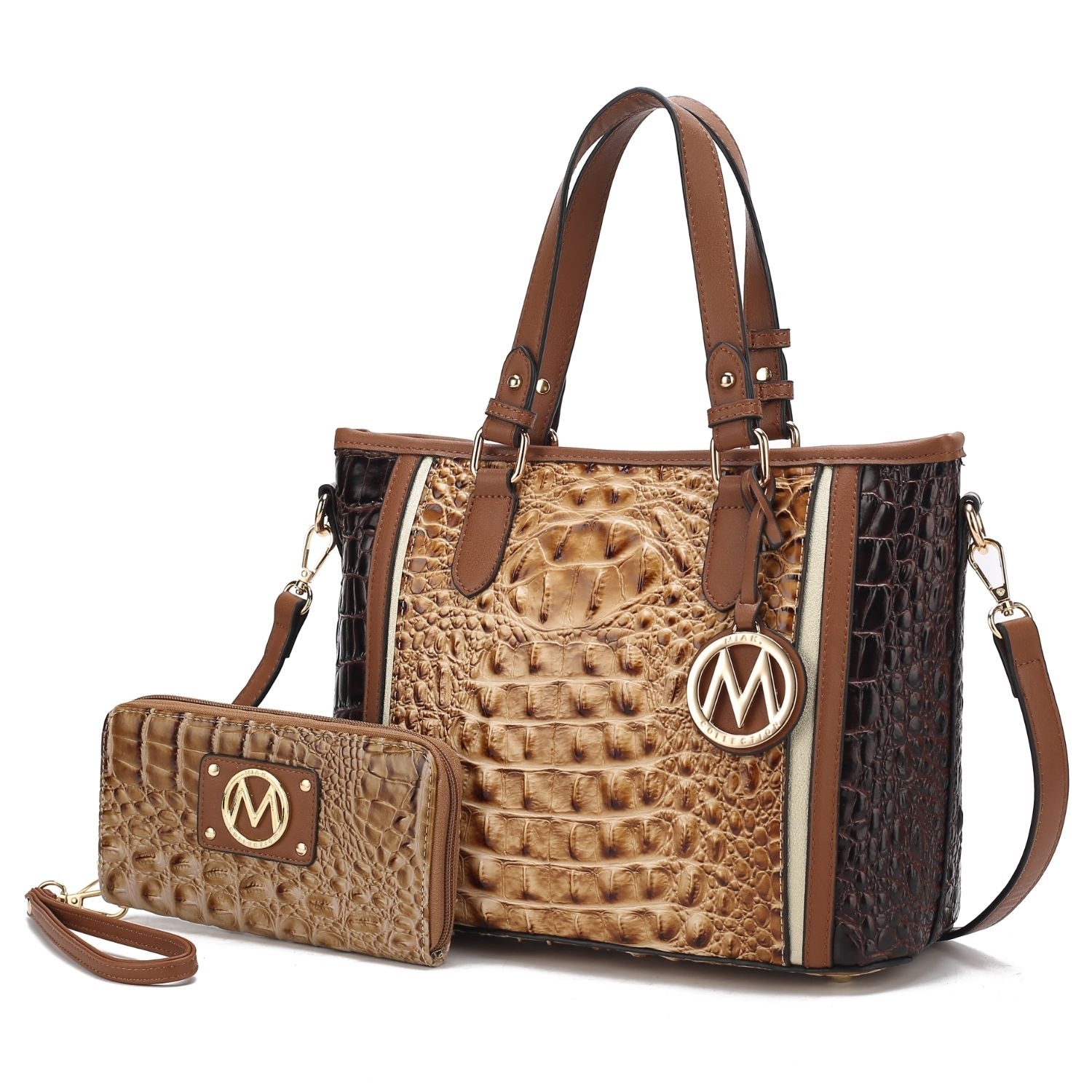 MKF Collection Lizza Croco Embossed Tote Handbag By Mia K. - Chocolate