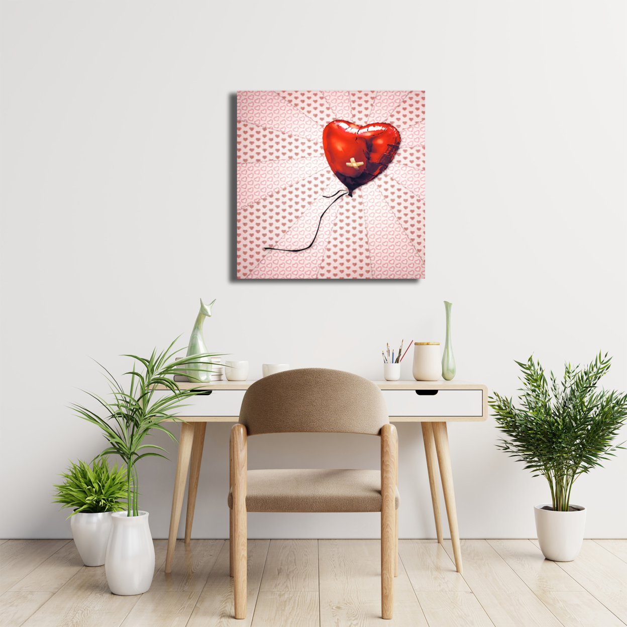 5D Multi-Dimensional Wall Art - Custom Made Balloon Heart Wall Art Print On Strong Polycarbonate Panel With Vibrant Colors (12x12 Inches)