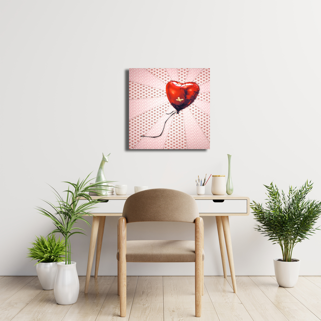 5D Multi-Dimensional Wall Art - Custom Made Balloon Heart Wall Art Print On Strong Polycarbonate Panel W/ Vibrant Colors By Matashi (6x6 In)