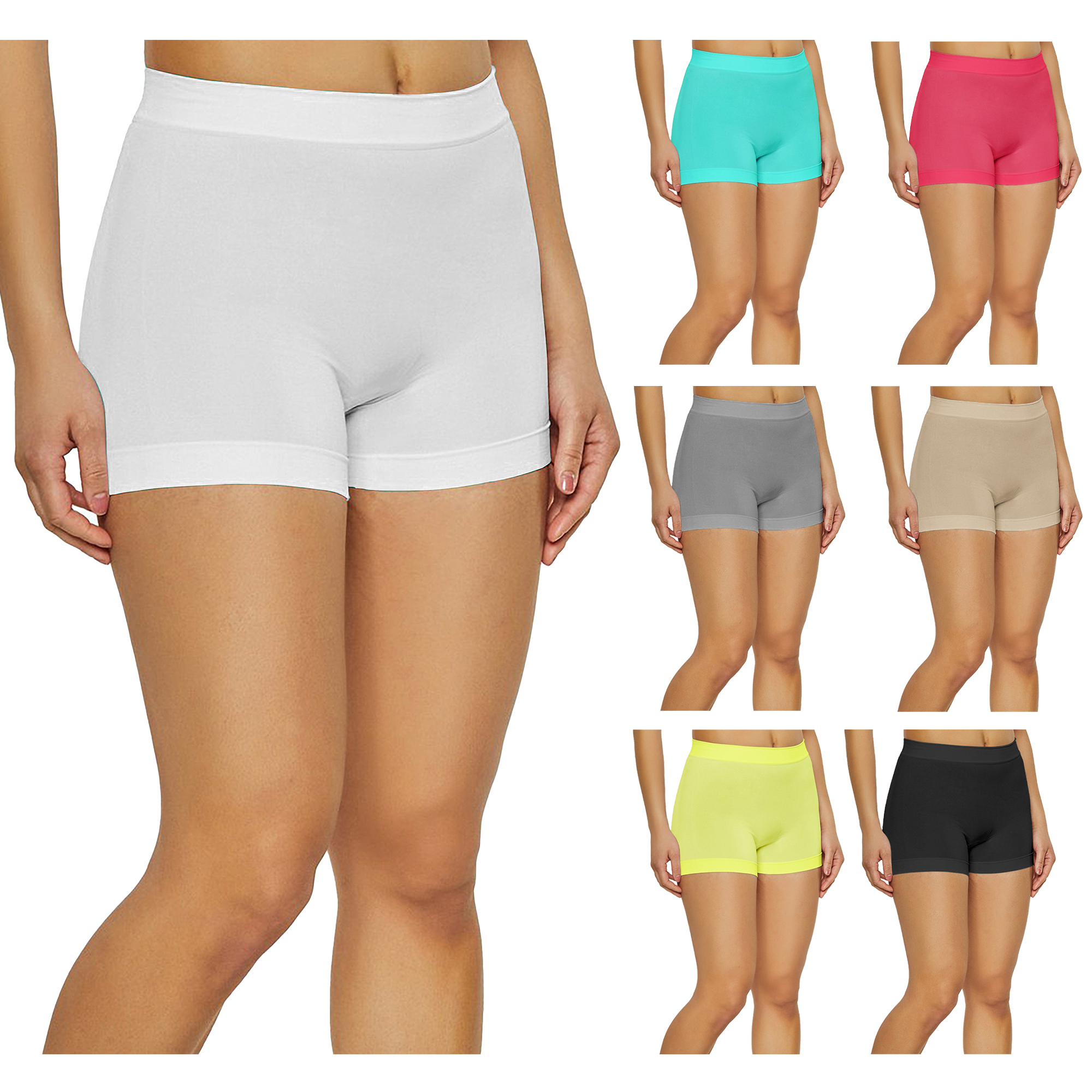 4-Pack Women's High Waisted Biker Bottom Shorts - Yoga Gym Running Ladies Pants - 1XL