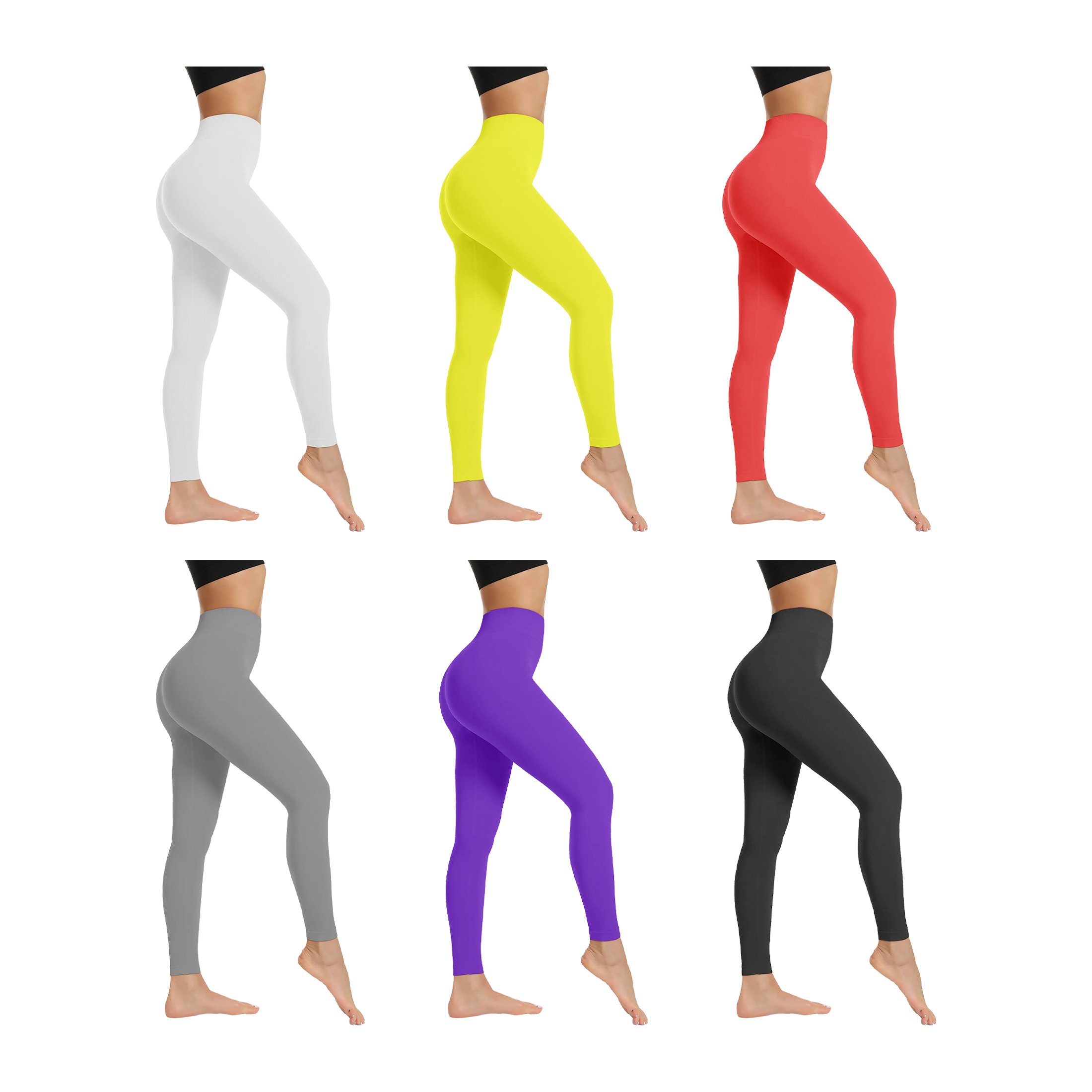2-Pack: Women's High-Waist Ultra-Soft Stretchy Solid Fitness Yoga Leggings Pants - L