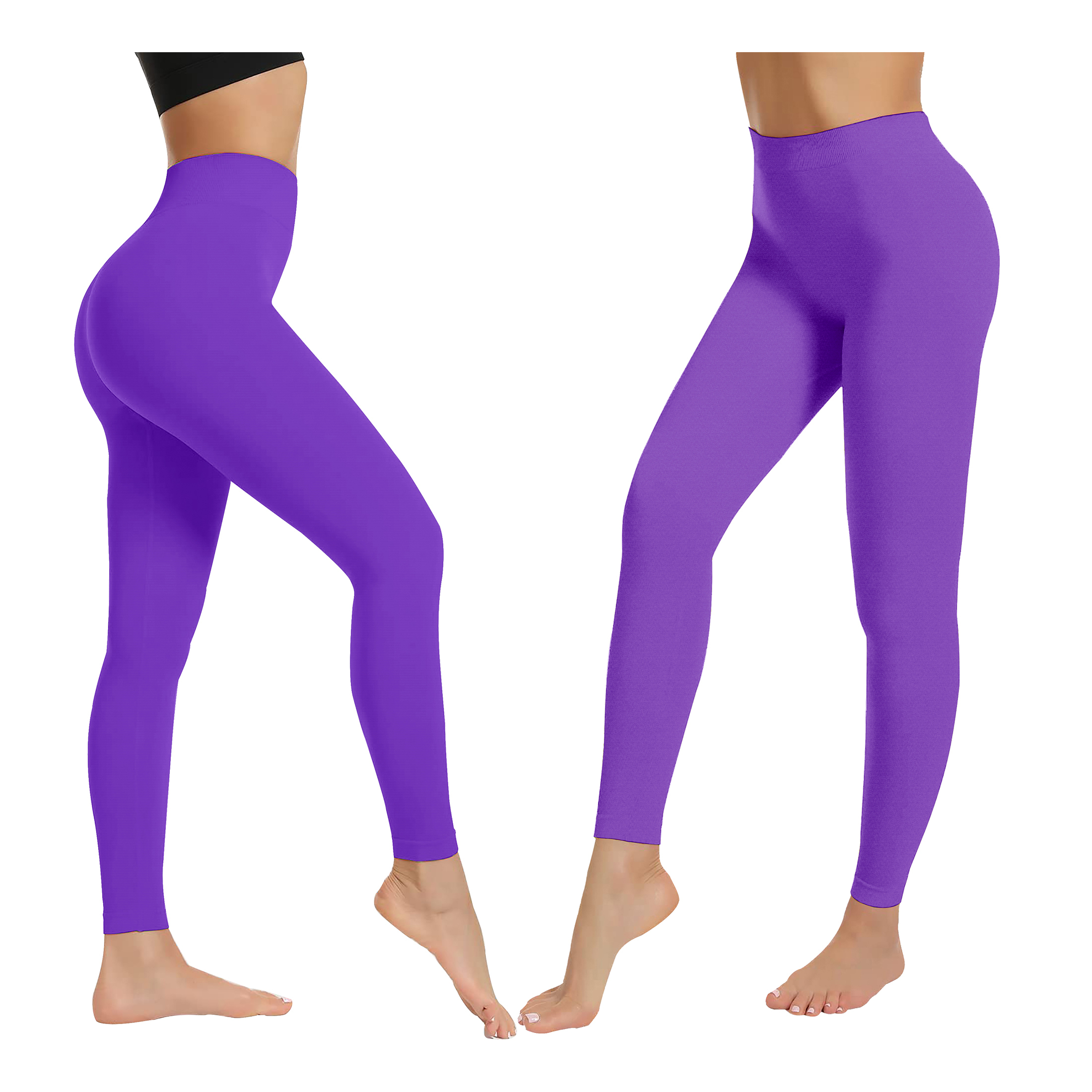 2-Pack: Women's High-Waist Ultra-Soft Stretchy Solid Fitness Yoga Leggings Pants - M