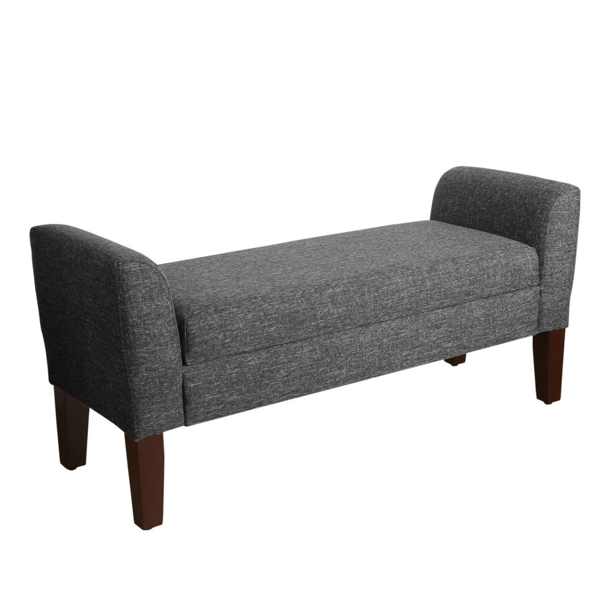 Fabric Upholstered Wooden Bench With Lift Top Storage And Tapered Feet, Dark Gray- Saltoro Sherpi