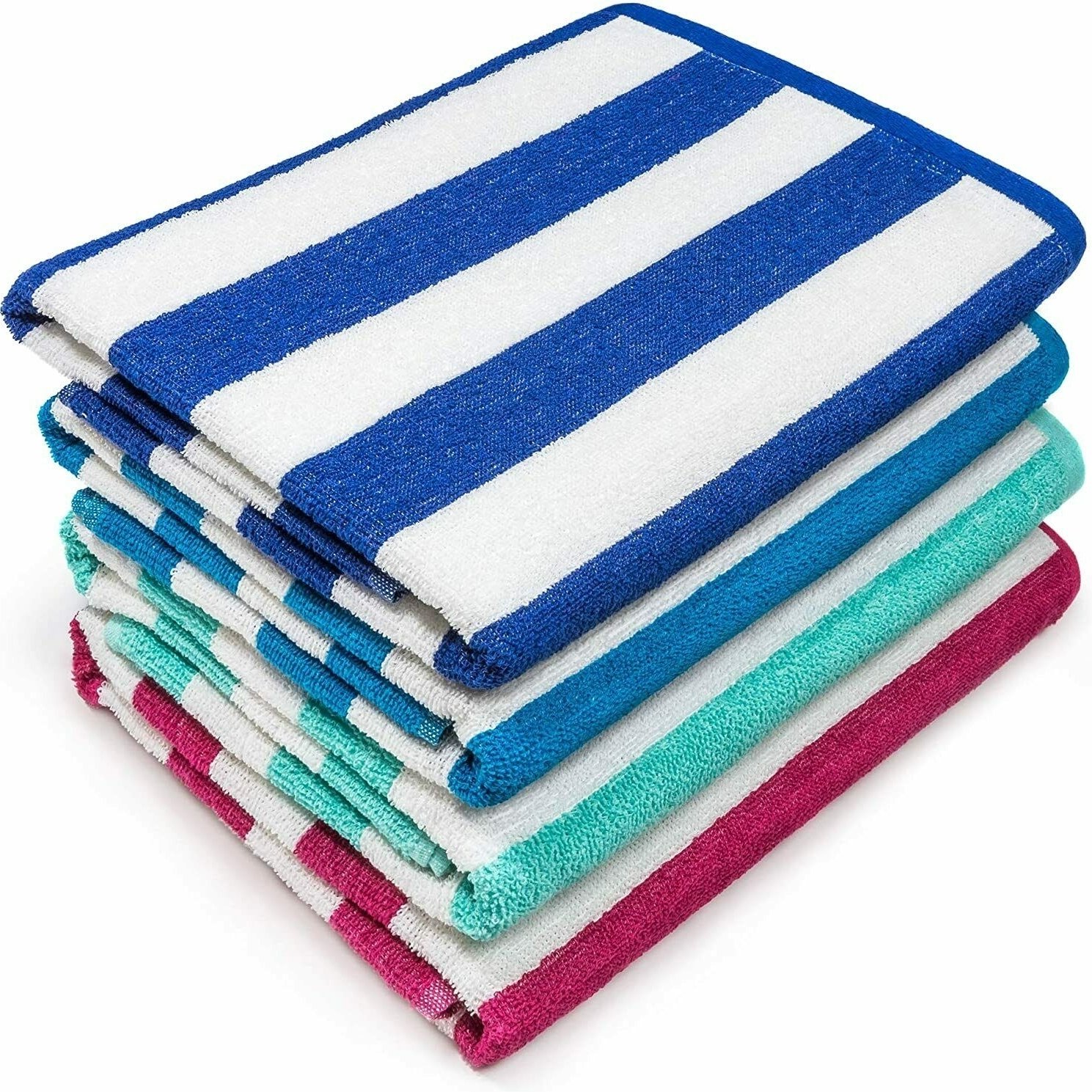 3-Pack Ultra-Soft 100% Cotton Jumbo Assorted Striped Pool Cabana Beach Towels