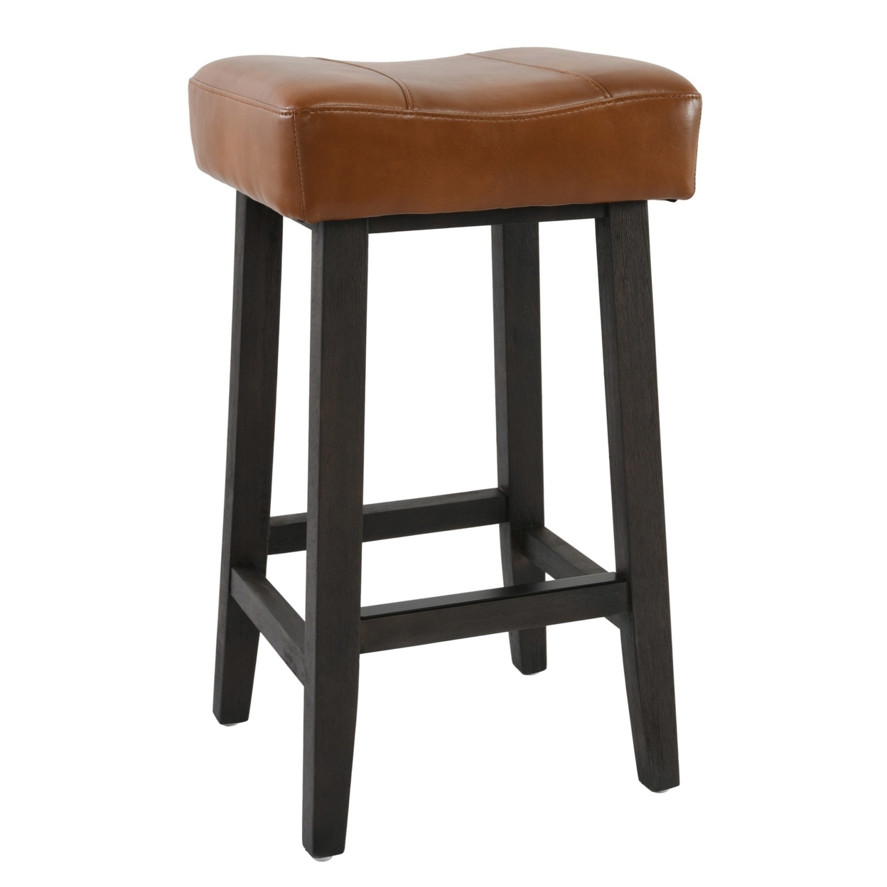 26 Inch Wooden Frame Leatherette Backless Counterstool, Brown- Saltoro Sherpi