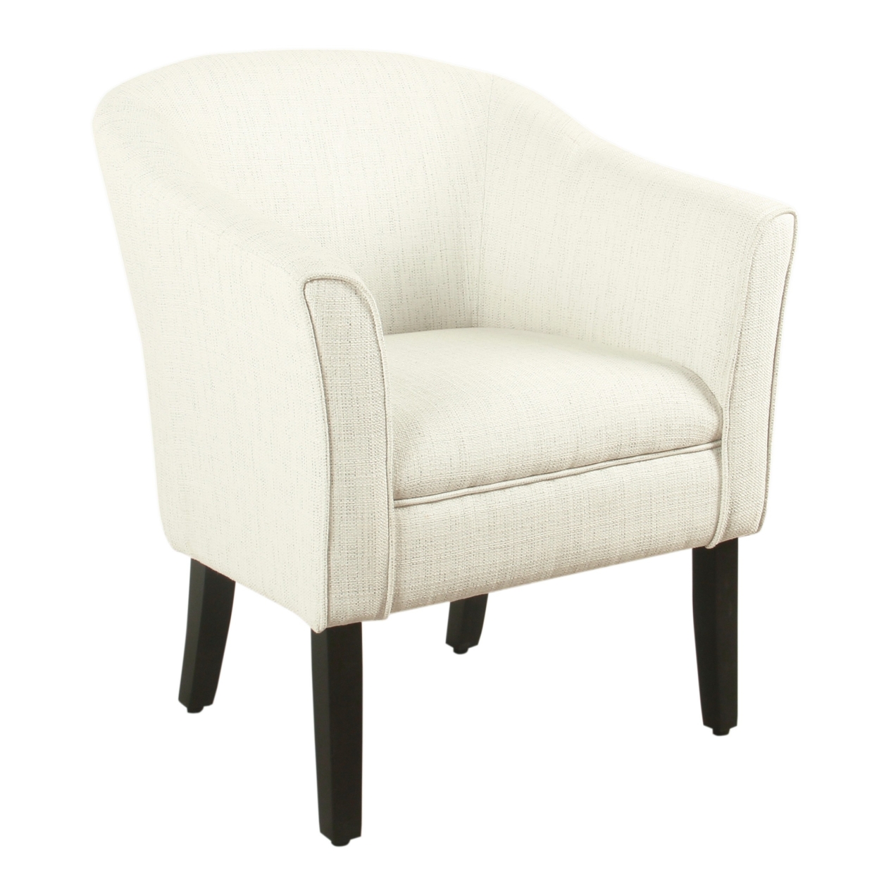 Fabric Upholstered Wooden Accent Chair With Barrel Style Back, White And Black- Saltoro Sherpi